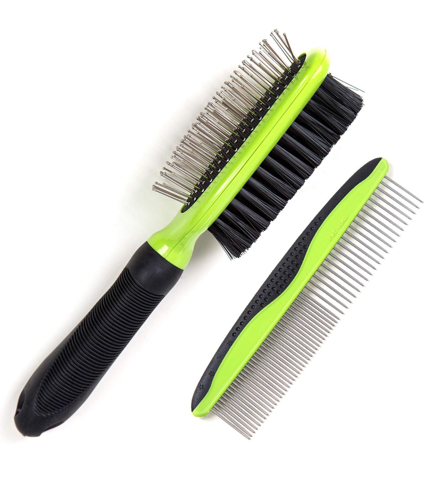 Rexipets Double-Sided Pet Grooming Set for Dogs & Cats - Small Deshedding Tool with Strong Grip - Lice & Flea Removal - Soft Bristles for Ultimate Grooming - Buy Online on GoSupps.com