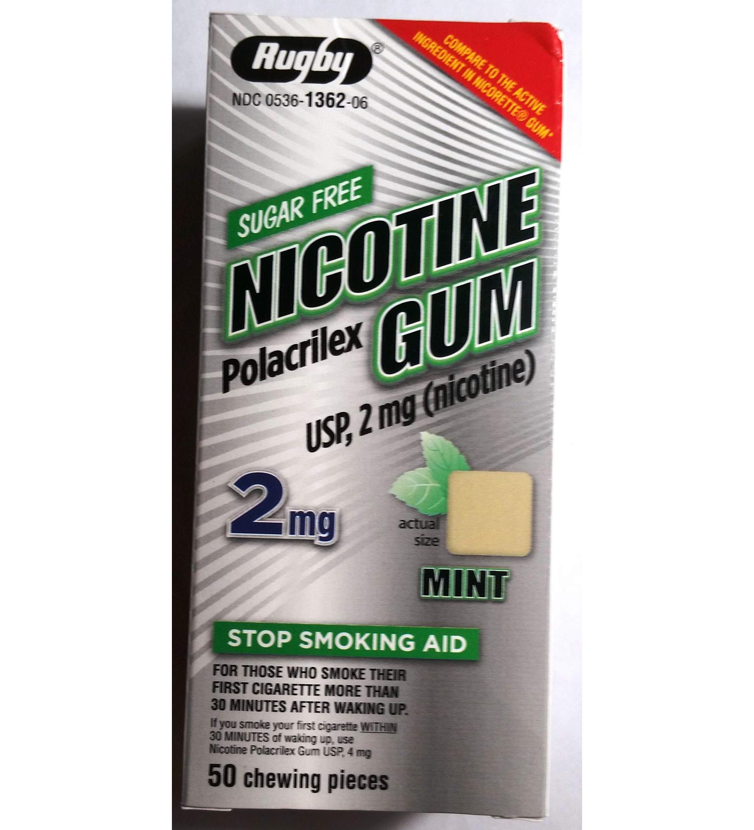 Rugby Sugar Free Nicotine Gum 2mg Mint Flavor - 50 Chewing Pieces | Stop Smoking Aid - Buy Online on GoSupps.com