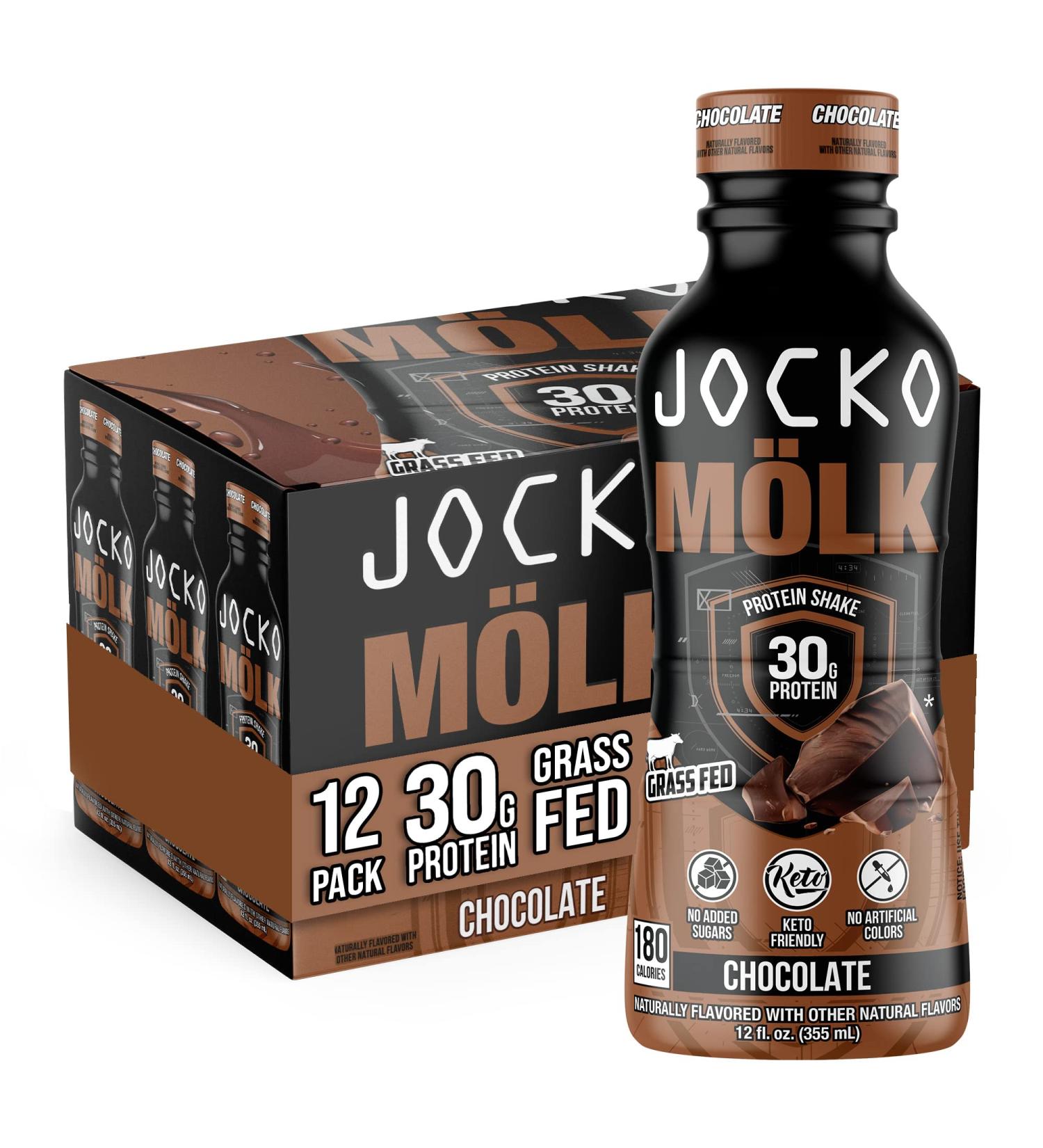 Jocko M lk Chocolate Protein Shake - 30g Grass Fed Protein, KETO Friendly, No Added Sugar - 12pk - Buy Online on GoSupps.com