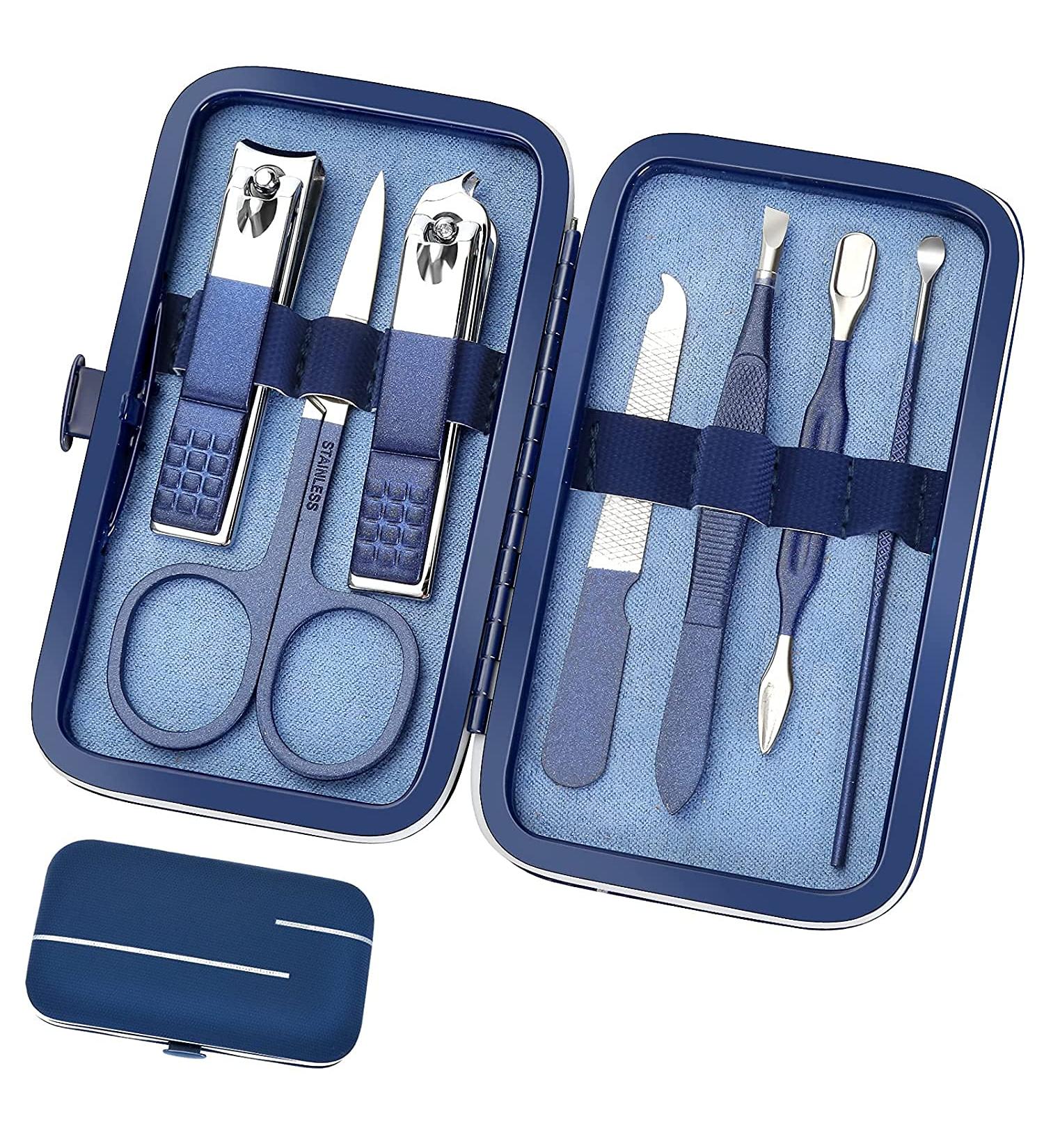 Professional Manicure Set for Men & Women - Stainless Steel Nail Care Tools with Travel Leather Case - Buy Online on GoSupps.com