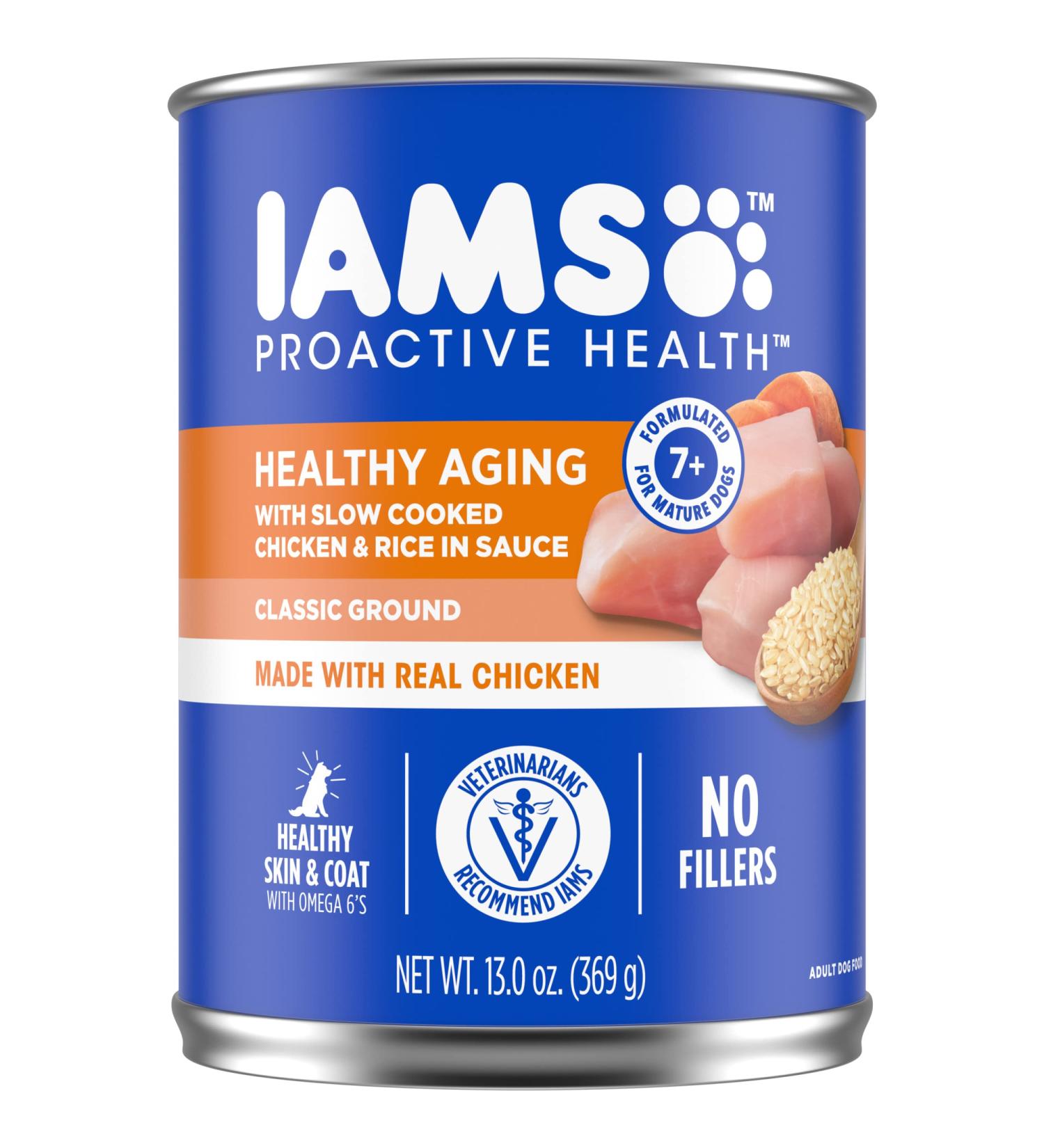 IAMS Proactive Health Wet Dog Food 12 Count 13 oz Cans Senior Chicken & Rice - Pack of 12 - Buy Online on GoSupps.com