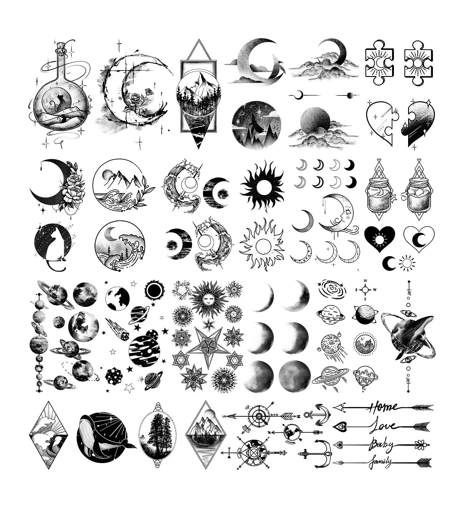 Cerlaza Temporary Tattoos 30 Sheets | Space Moon Design | Waterproof Body Art Stickers for Men & Women - Buy Online on GoSupps.com