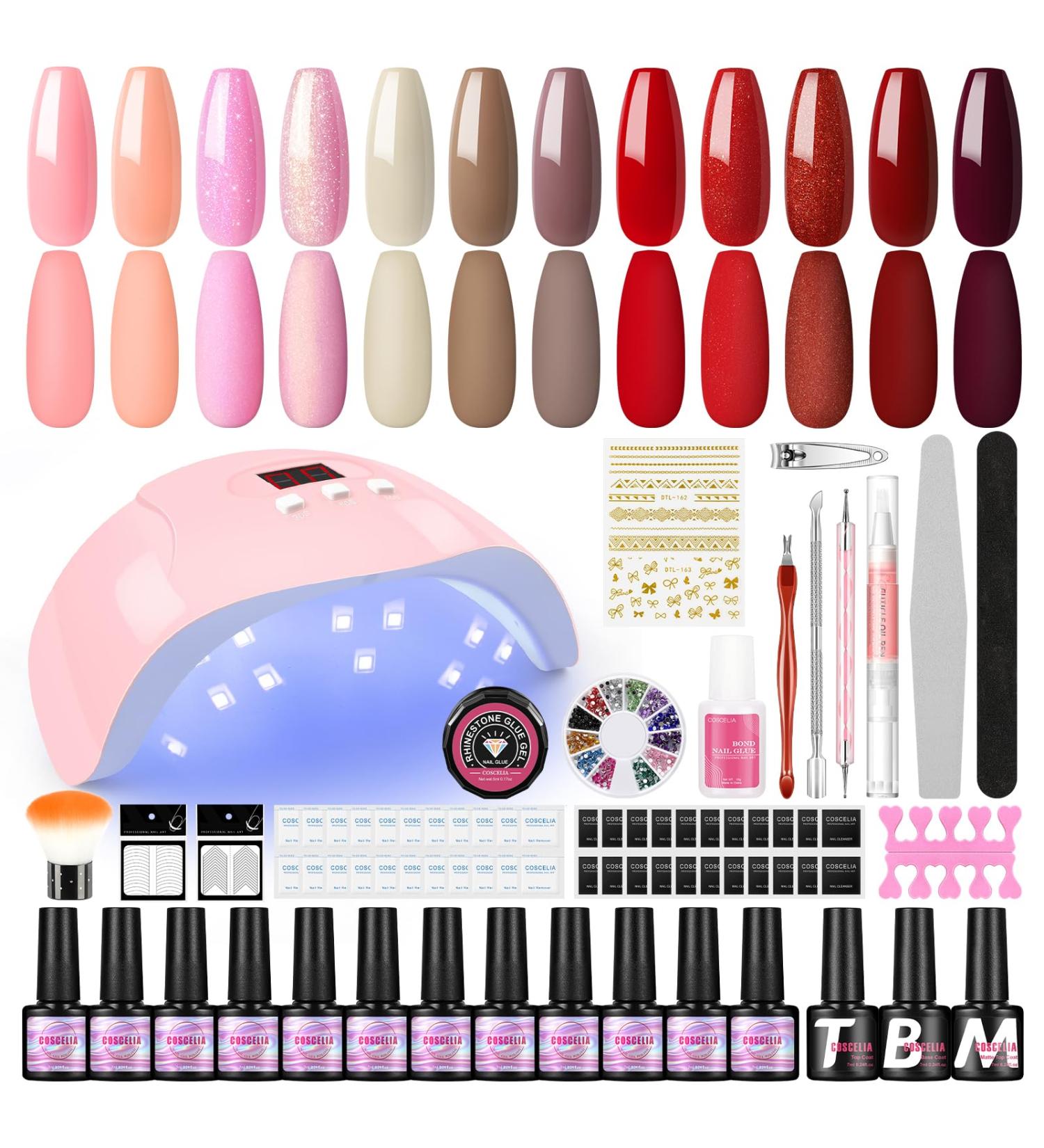 COSCELIA Gel Nail Kit | 36W Nail Lamp | 12 Colours Gel Nail Polish Set | All Seasons Starter Set | DIY at Home | Gift for Women - Buy Online on GoSupps.com