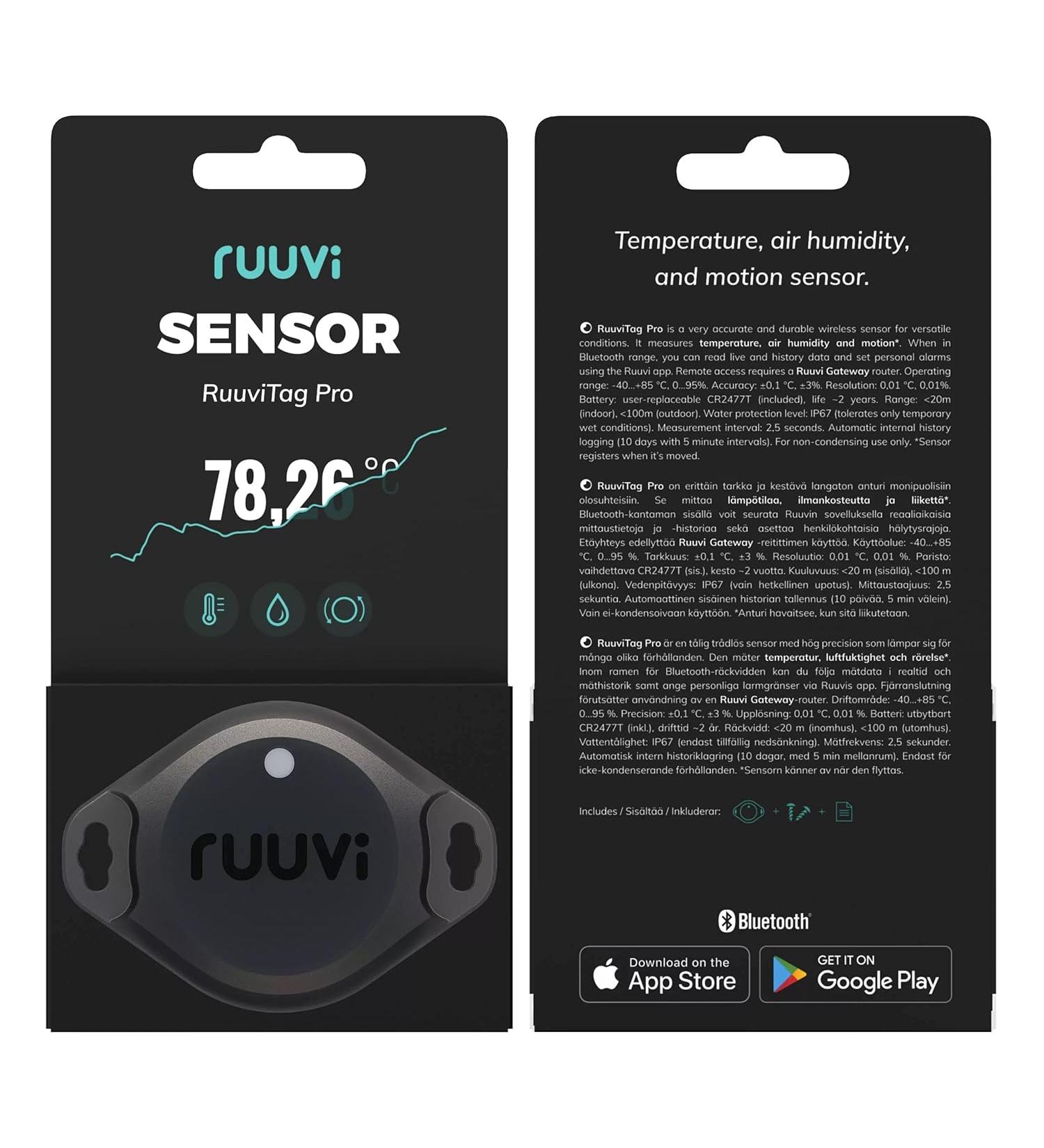 Ruuvi Wireless Bluetooth Temperature - Black - Buy Online on GoSupps.com