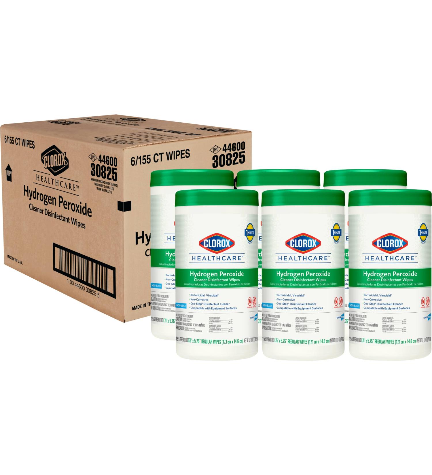 Clorox Healthcare Hydrogen Peroxide Wipes - 155 Count Pack of 6 | Fast International Shipping - Buy Online on GoSupps.com