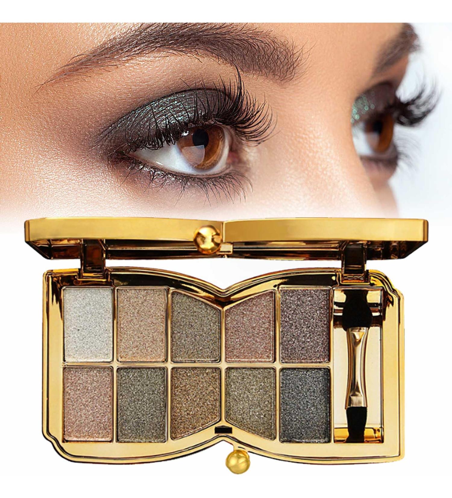10 Colors Sparkle Shimmer Eyeshadow Palette Gold Eyeshadow Shimmer Makeup Palette Highly Pigmented Long Lasting Makeup Set Eye Shadow Palette Makeup 06 - Buy Online on GoSupps.com