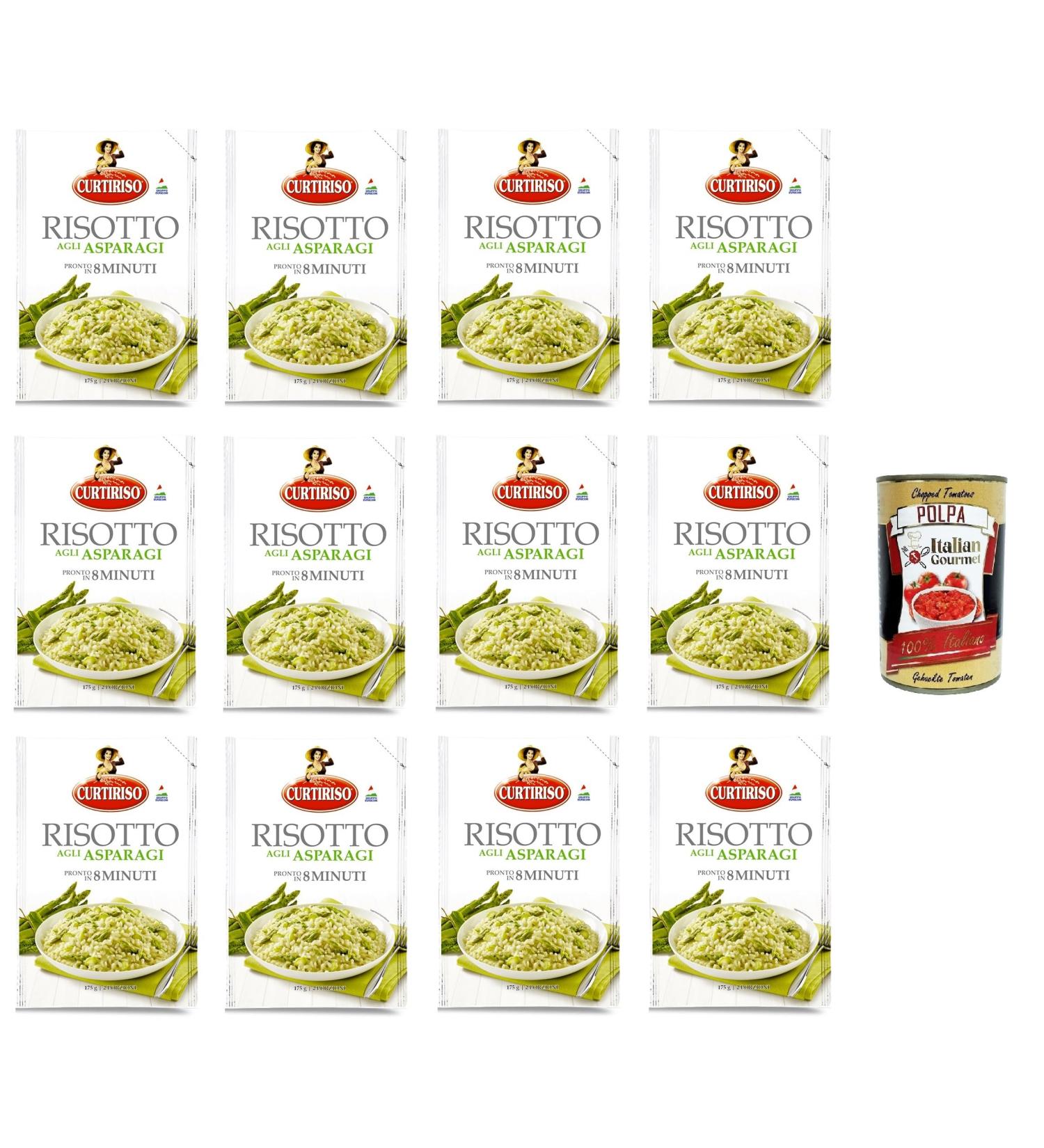 Curtiriso Asparagus Risotto Asparagus Risotto Asparagus Risotto Risotto is ready in 8 minutes 12 x 175 g + Italian Gourmet Pulp 400 g - Buy Online on GoSupps.com