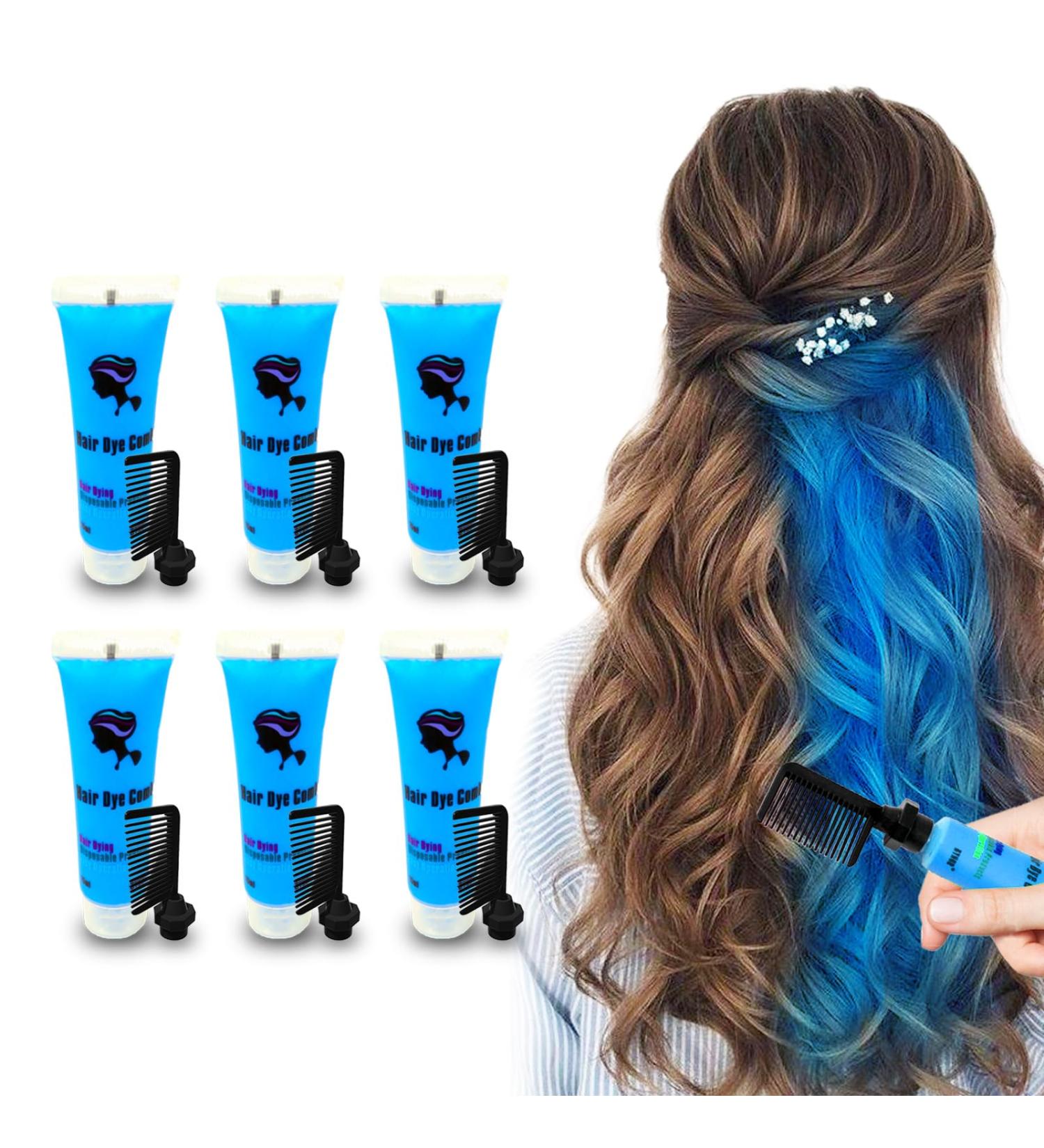 Blue Temporary Hair Dye for Kids Washable Hair Dye Temporary Hair Color for Dark&Light Hair Dye Comb for Kids Girls Party - Buy Online on GoSupps.com