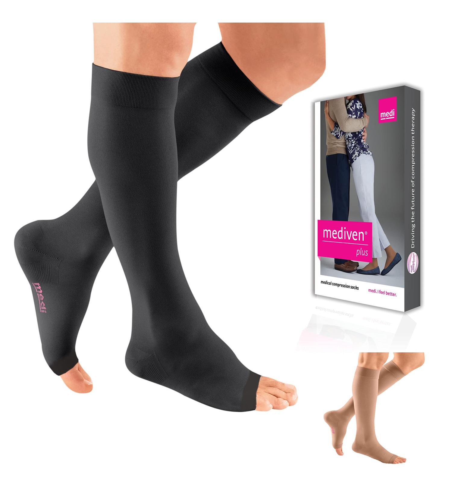 Buy Mediven Plus Knee High Open Toe Compression Socks for Men & Women - 20-30 mmHg - IV Black - International Shipping Available - Buy Online on GoSupps.com