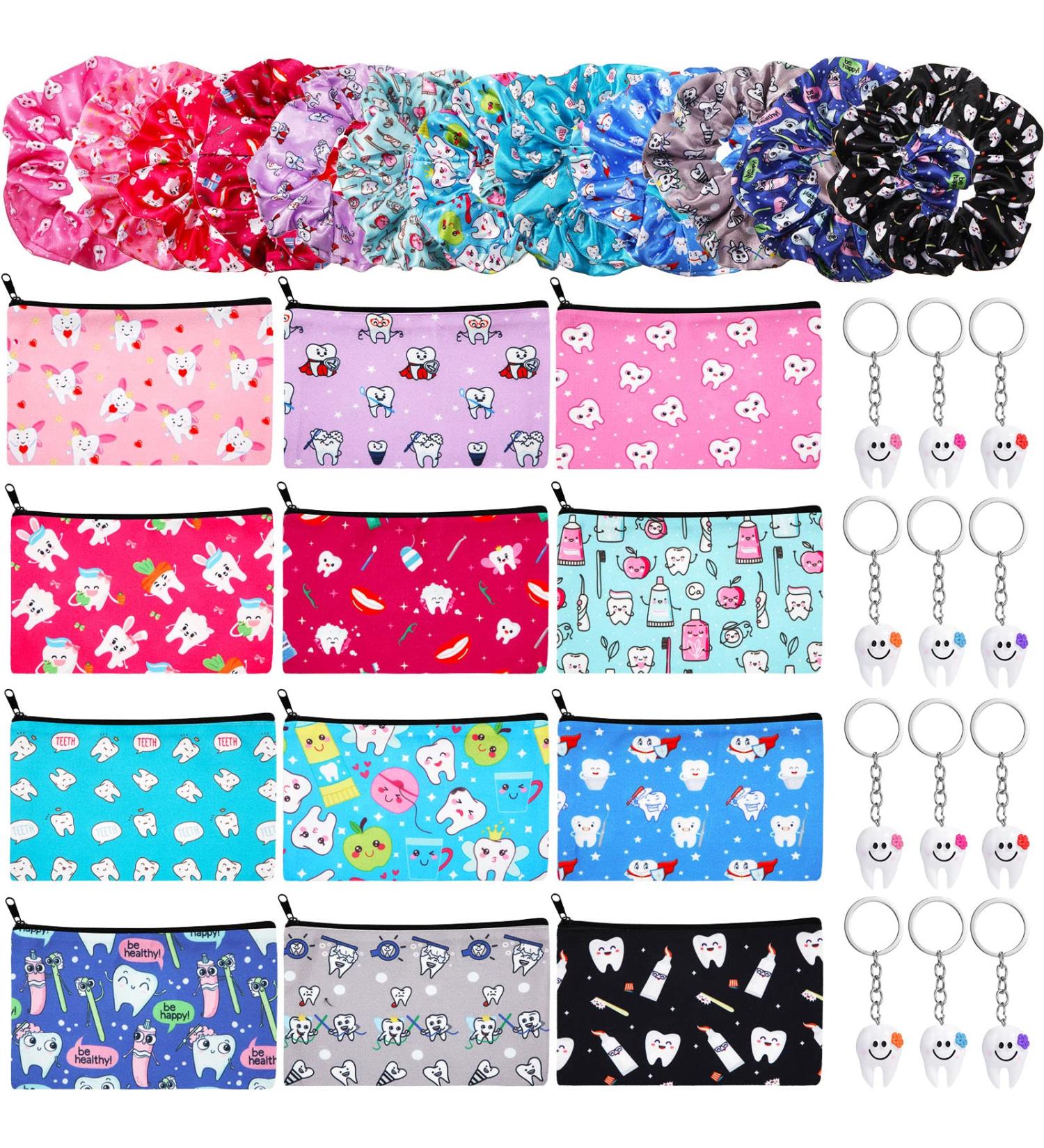Dental Hygienist Gifts Set - 36 Pcs Makeup Bags, Hair Scrunchies, Key Chains - Perfect for Dental Assistants & Hygiene Ponytail - For Women & Girls - Buy Online on GoSupps.com