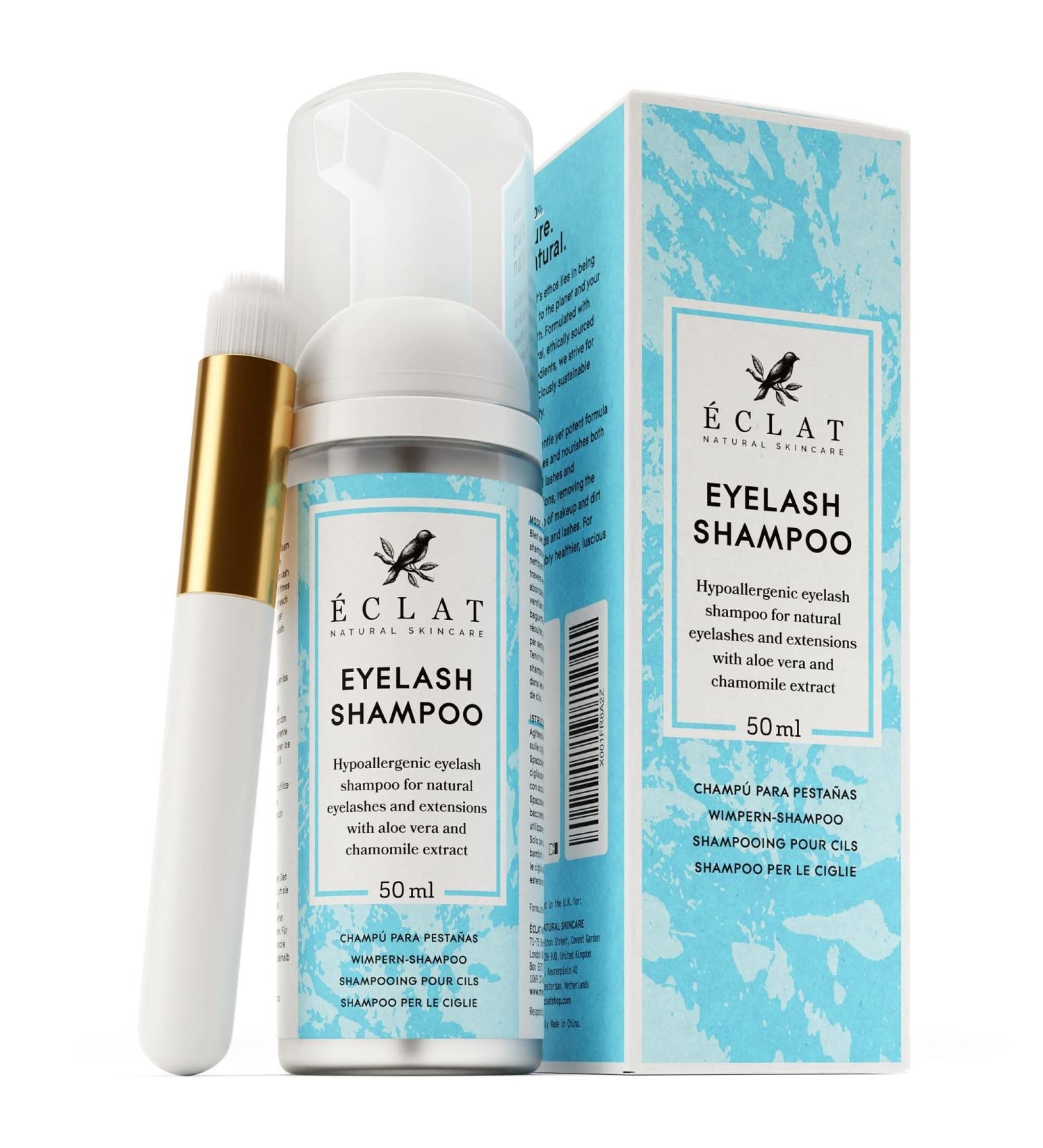 Lash Shampoo Kit with Aloe Vera & Chamomile Extract - Gentle Foaming Cleanser for Eyelash Extensions - Vegan Friendly - Buy Online on GoSupps.com