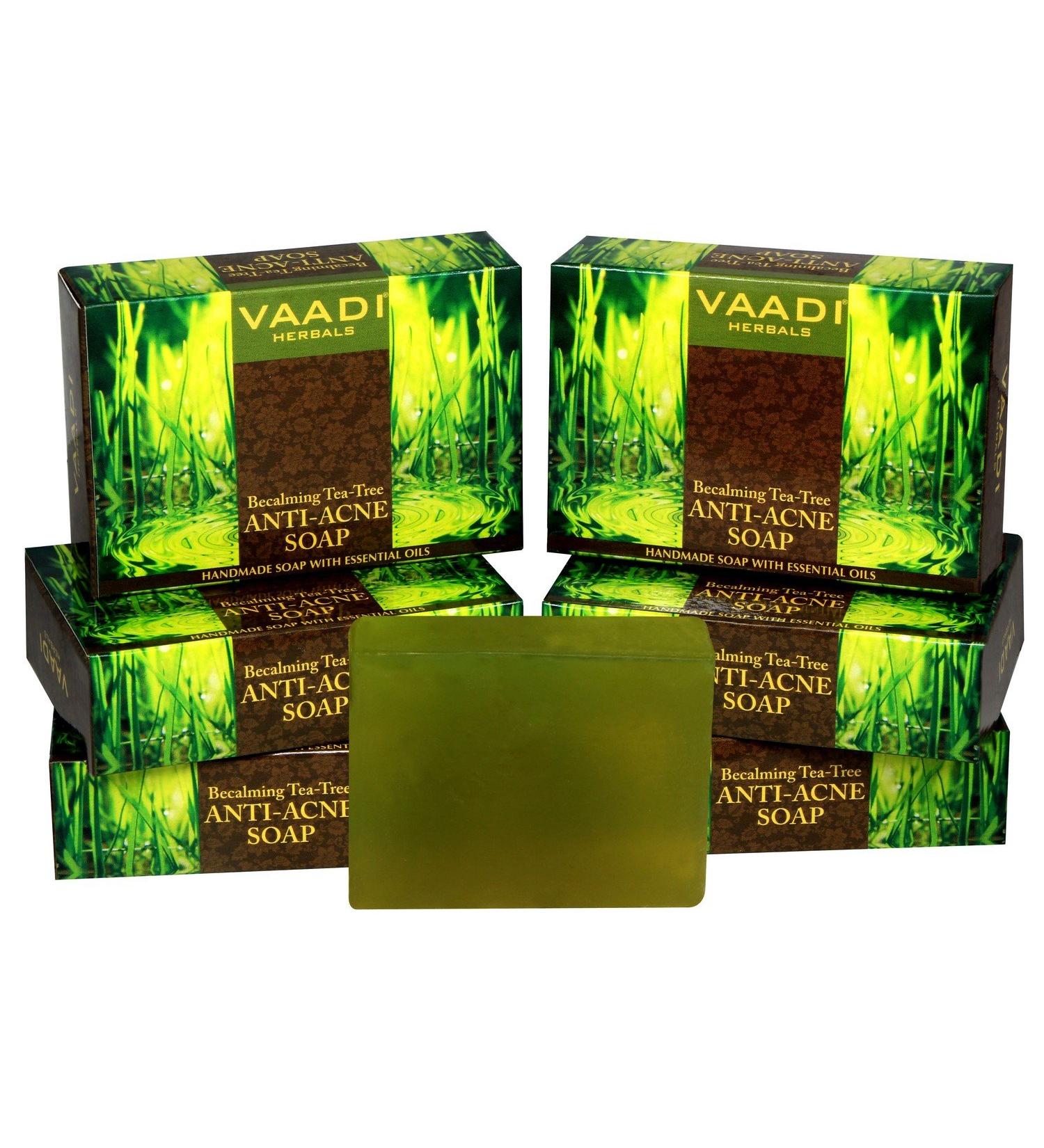 Vaadi Herbals Tea Tree Soap - Anti Acne Therapy 75g x 6 | Natural Skin Care for Clearer Skin | International Shipping Available - Buy Online on GoSupps.com