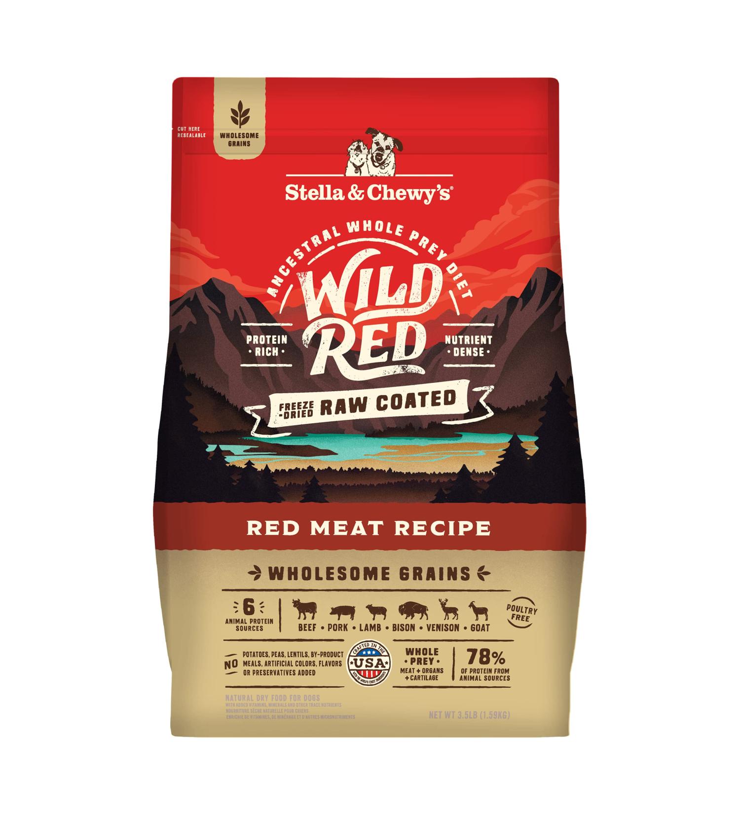 Stella & Chewy's Wild Red Dog Food 3.5 lb Bag - High Protein Raw Coated Red Meat Recipe with Wholesome Grains - Buy Online on GoSupps.com