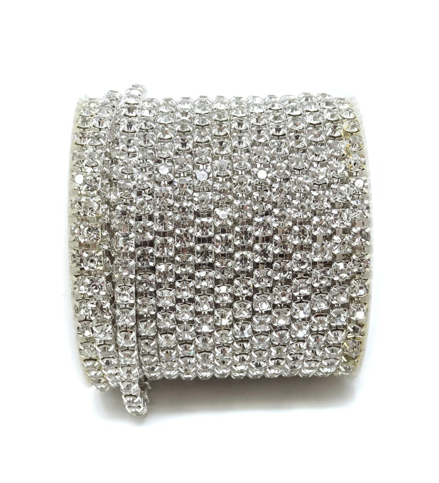 Yueton 11 Yards 4MM Crystal Rhinestone Close Chain Trimming for Jewelry Crafts DIY - Buy Online on GoSupps.com