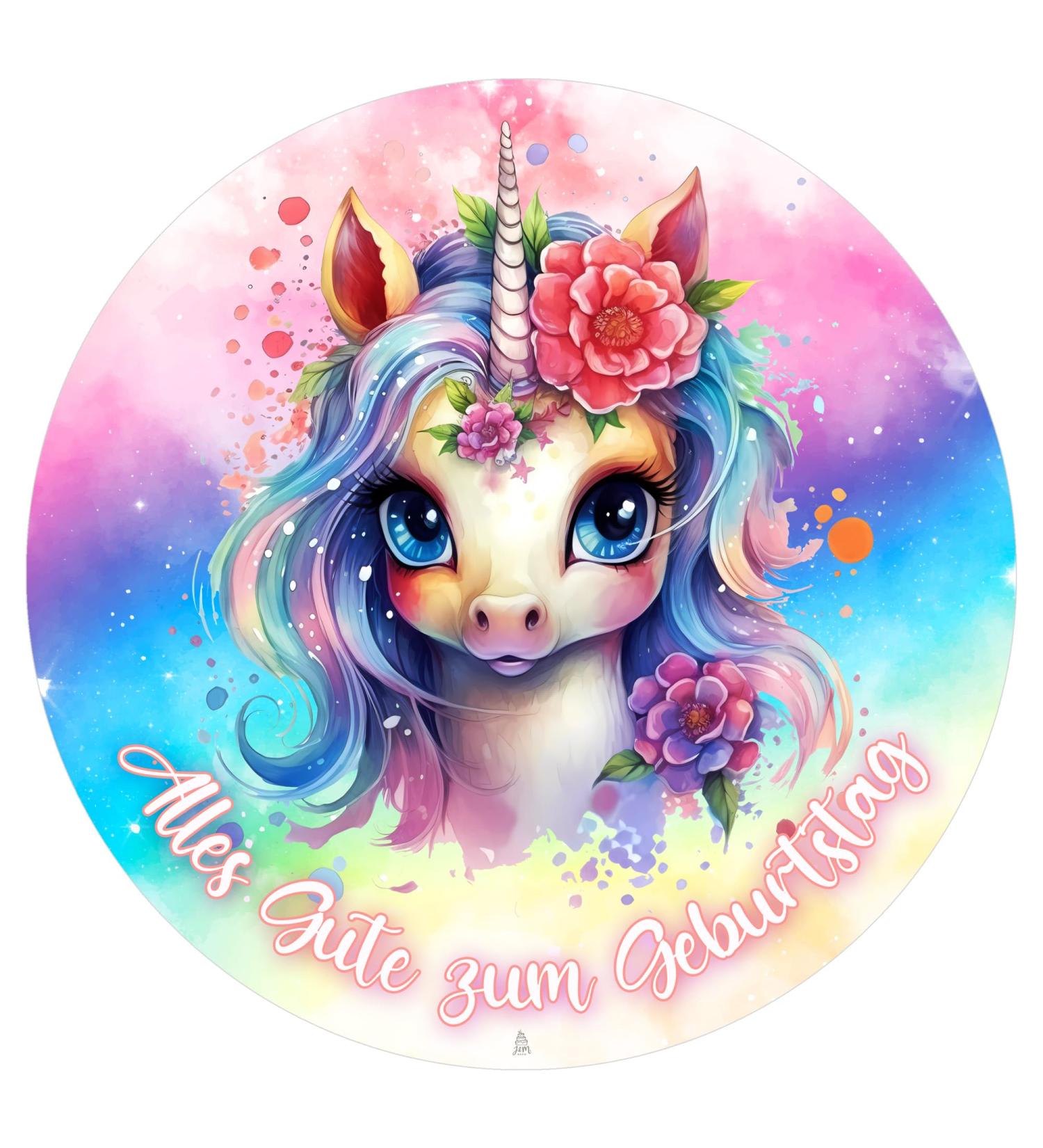 J & M Deco Tortenleafer Unicorn Girl Birthday Cake Decoration - 20 cm Fondant Torten Deko for Magical Celebrations - Buy Online on GoSupps.com