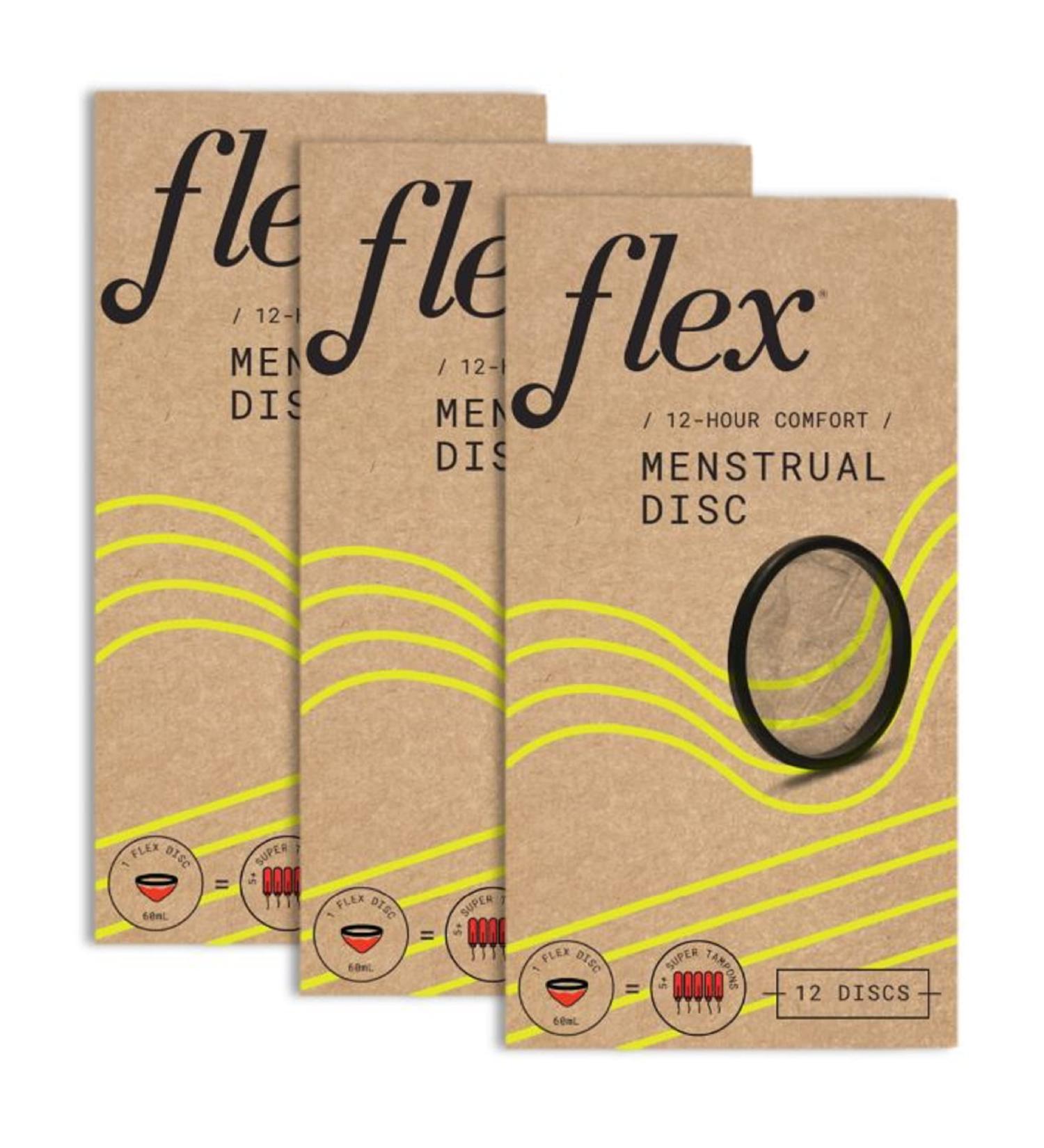 Flex Menstrual Discs | Disposable Period Discs | Tampon & Pad Alternative | 5x Capacity of Super Tampons | HSA/FSA Eligible | Made in Canada | 3-Pack (36 Count) - Buy Online on GoSupps.com