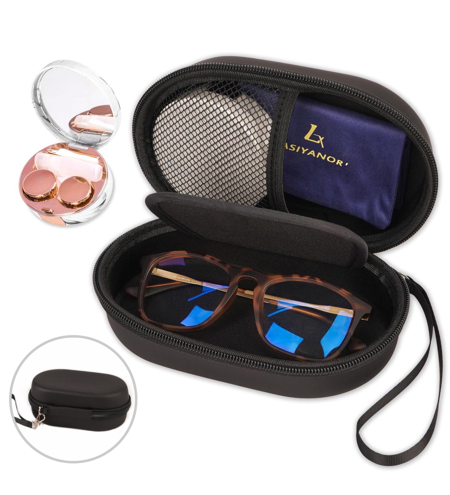 Lasiyanor 2-in-1 Contact Lens & Glasses Case - Portable Travel Case with Mirror Tweezers & Solution Bottle - Ideal for Everyday Use & Outdoor Adventures - Buy Online on GoSupps.com