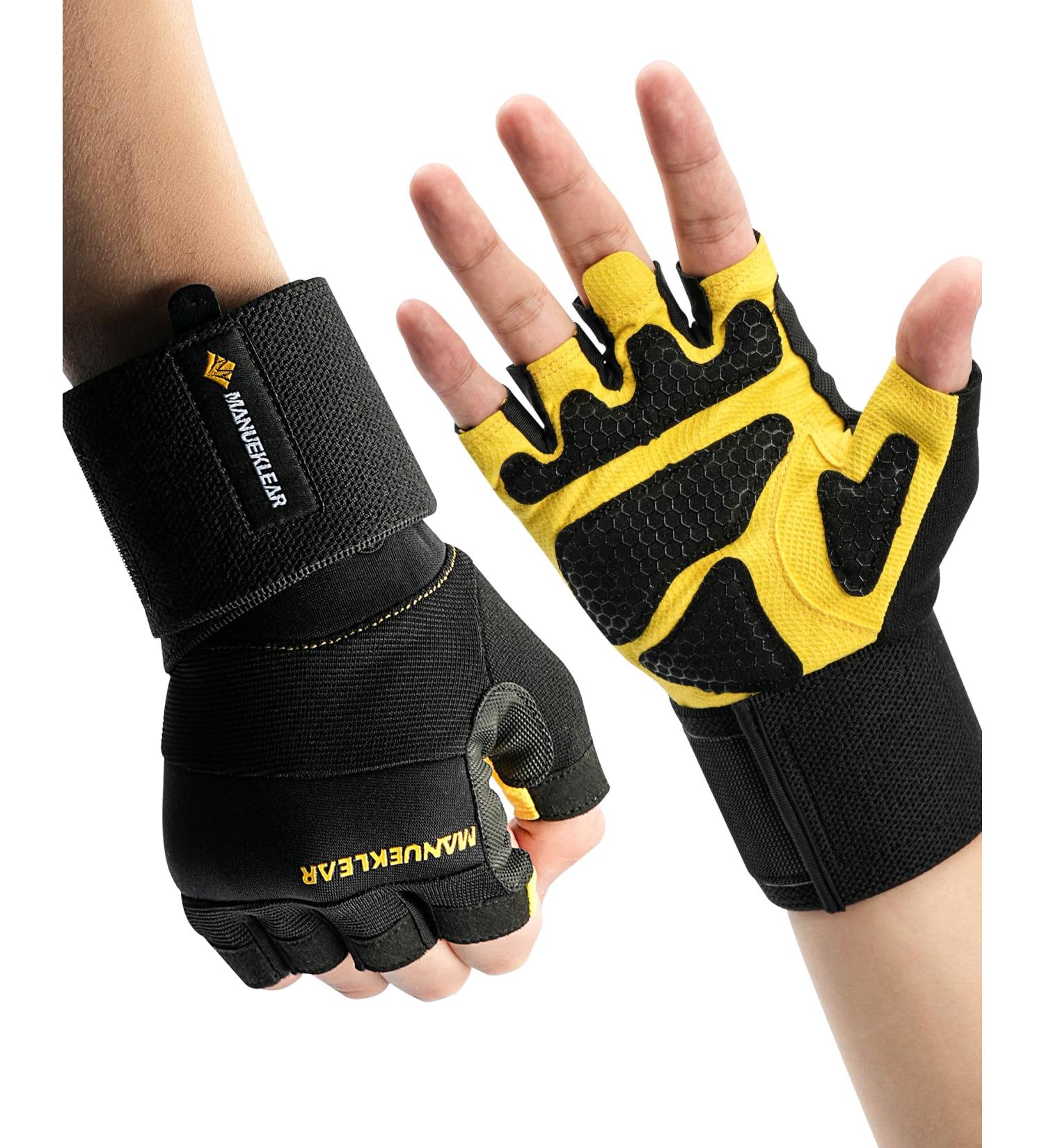 Manueklear Training Gloves for Men & Women - Strength Sports CrossFit Bodybuilding Cycling - Yellow - Buy Online on GoSupps.com