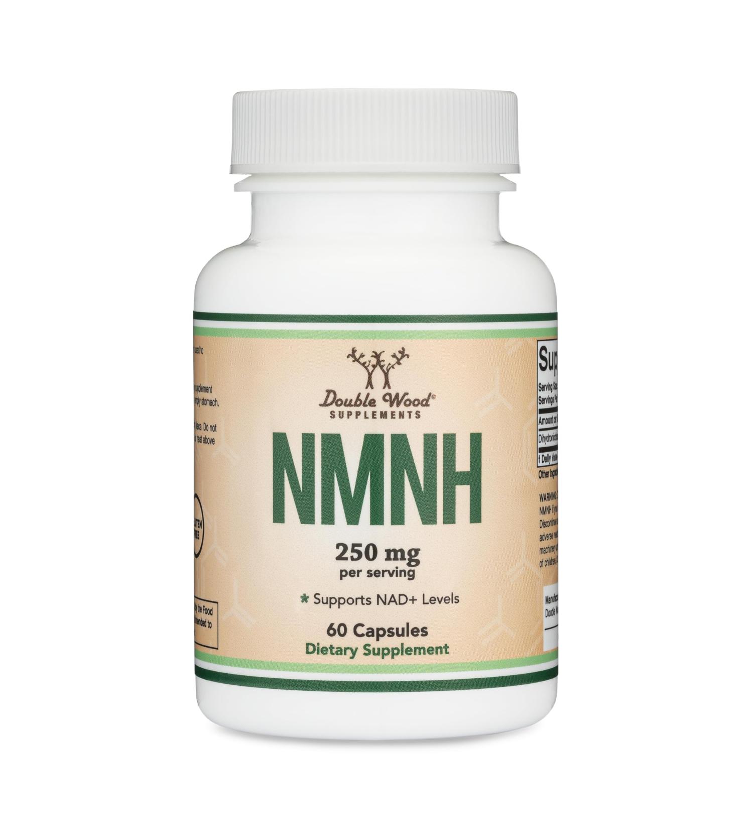 NMNH (NMN Supplement Alternative) (Dihydronicotinamide Mononucleotide) 250mg Per Serving 60 Count (30 Servings) NAD Supplement to Boost NAD+ Levels As We Age (Non-GMO Gluten Free) by Double Wood - Buy Online on GoSupps.com