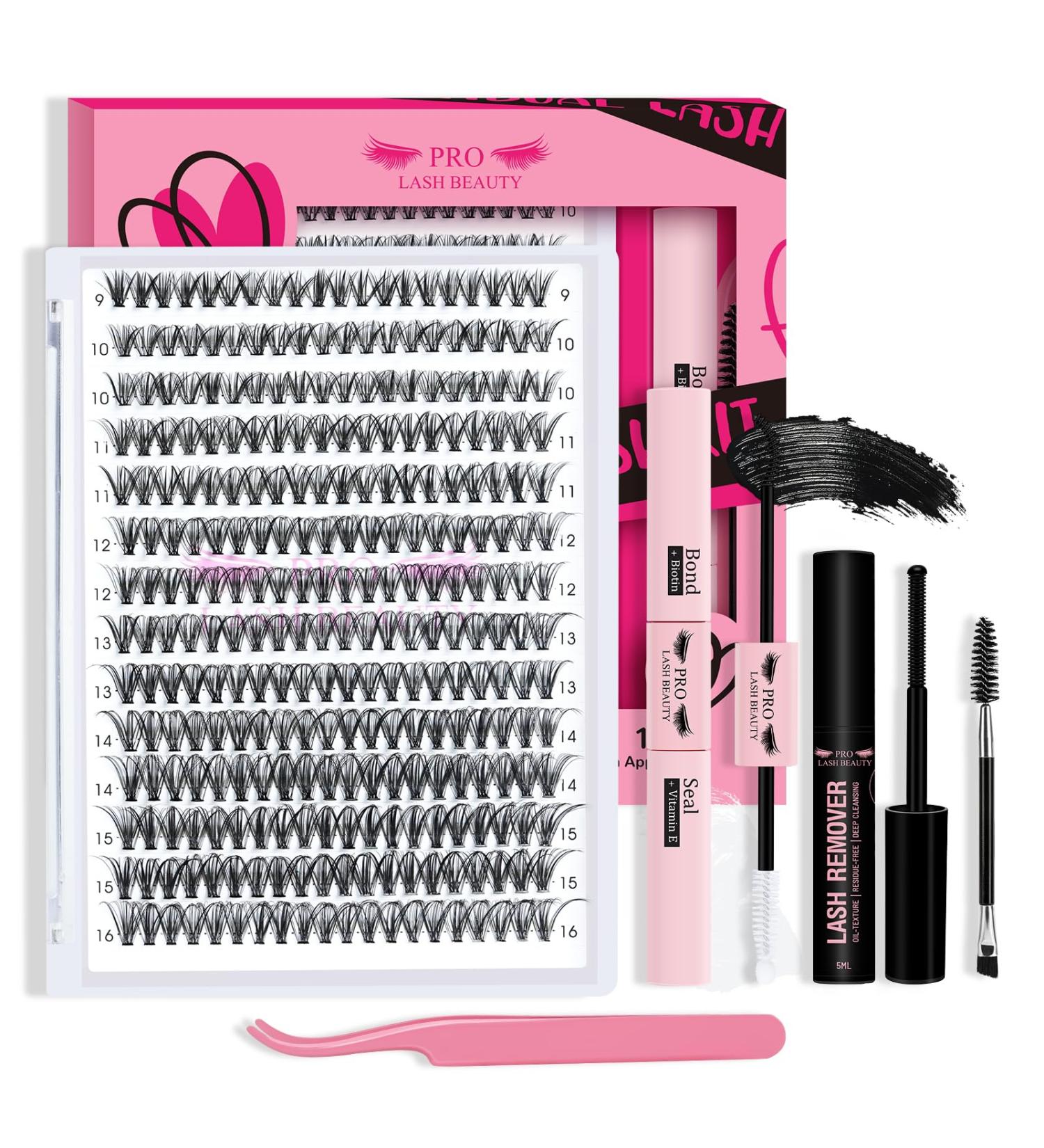 PRO DIY Eyelash Extension Kit - 280 PCs Individual Eyelashes Binding & Seal Applicator & Brush for Beginners | 9-16 MIX 30D-D - Buy Online on GoSupps.com