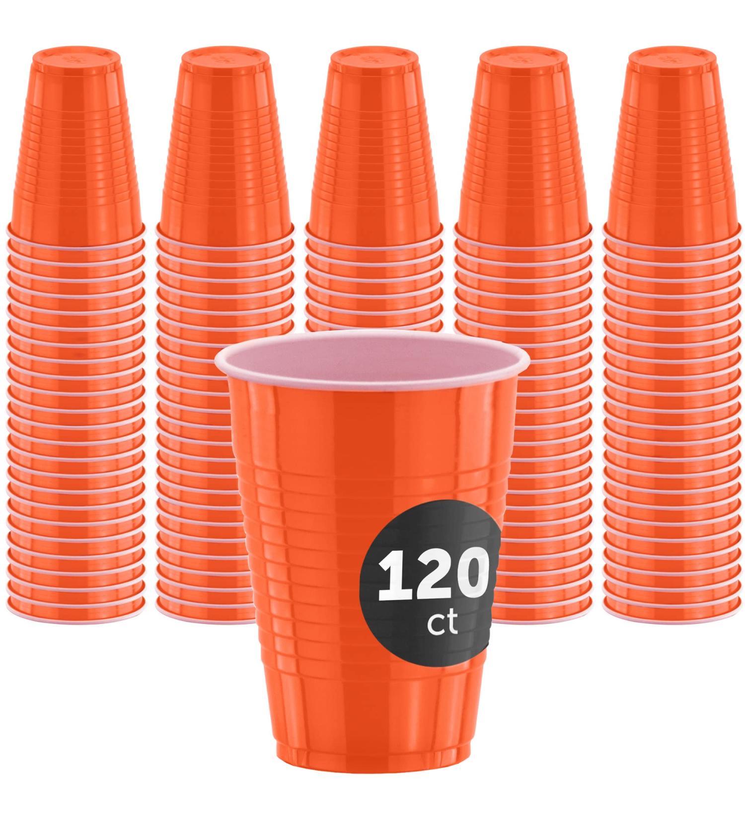 DecorRack 120 12 oz Disposable Plastic Cups - Orange - 120 Count for Parties, Camping, Events - BPA-Free Beverage Drinking Cups - Buy Online on GoSupps.com