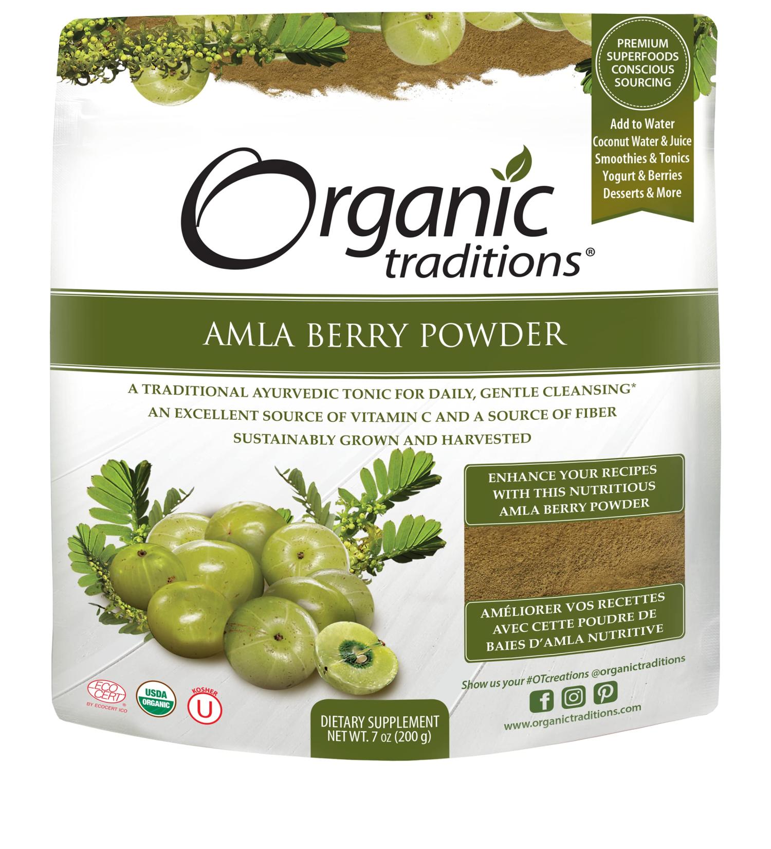 Organic Traditions Amla Berry Powder 7 oz - Superfood for Immune Support & Antioxidants - Buy Online on GoSupps.com