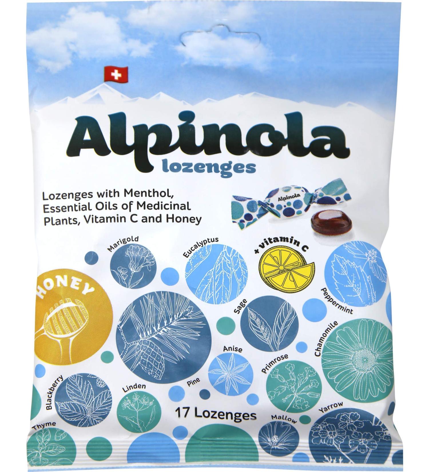 Alpinola Lozenges with Menthol Essential Oils VIT C and Honey 17 Count - Buy Online on GoSupps.com
