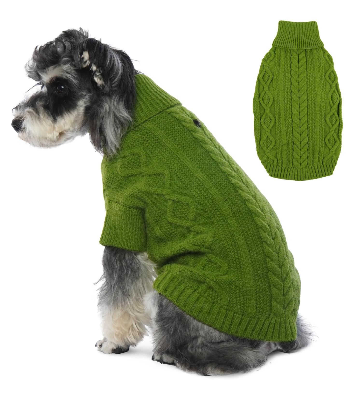 Elegant Hjumarayan Dog Sweater for Medium Dogs - Warm & Stylish Green Sweater with Leash Hole - Perfect for French Bulldogs (XXL: 70cm Chest 52cm Back) - Buy Online on GoSupps.com