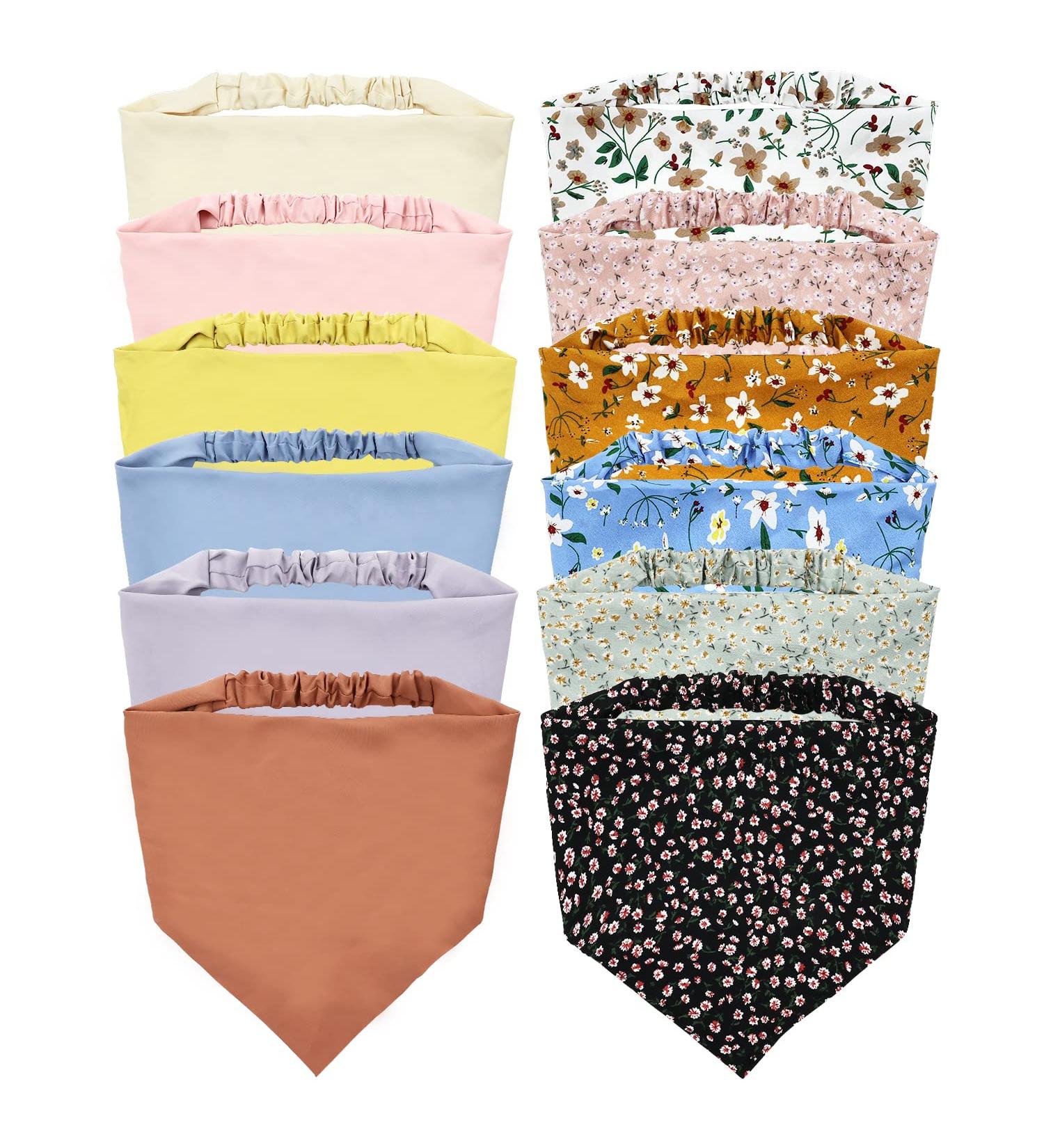 12 Pack Cinaci Elastic Floral Bandanas Headbands for Women - Silk Kerchiefs & Hair Scarves Set - Buy Online on GoSupps.com