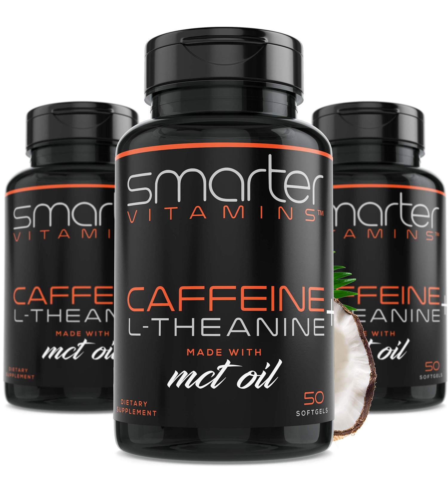 3-Pack Energy & Focus Pills with Caffeine and L-Theanine + MCT Oil | Nootropic Brain Booster & Pre Workout Supplement - Buy Online on GoSupps.com