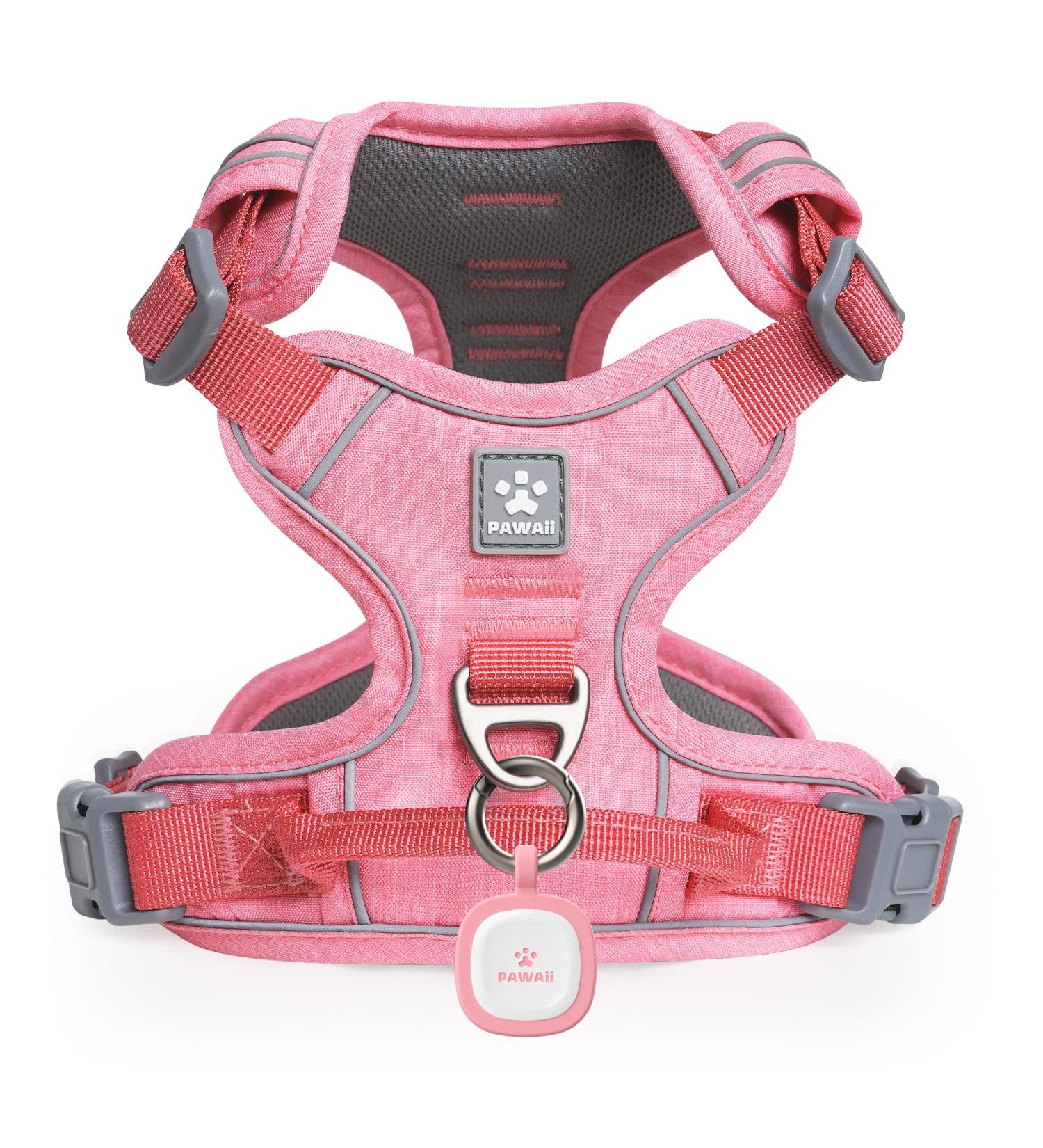 Pawaii Dog Harness for Medium-Sized Dogs | Adjustable Reflective & Breathable Anti-Pull Chest Harness in Pink (Size M: 55cm-68cm) - Perfect for Training & Walking - Buy Online on GoSupps.com