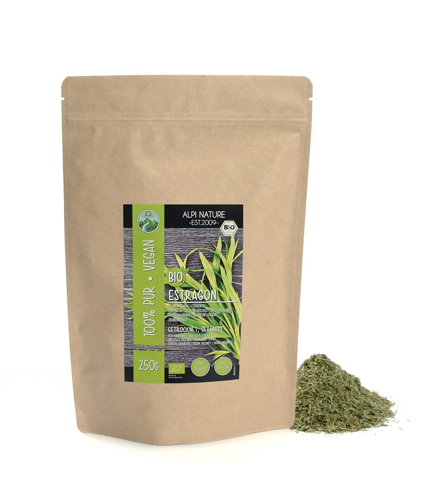 Alpi Nature Estragon BIO 250g Herbe S ch e et Frott e pice d'Estragon pour la Cuisine et l'Assaisonnement 250 GR - Buy Online on GoSupps.com