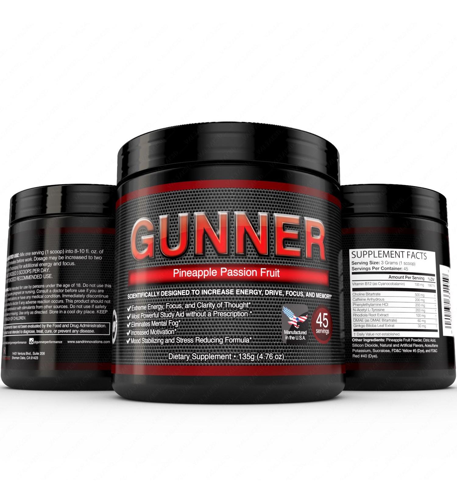 Gunner Brain Booster - Enhance Focus Memory & Energy - 45 Servings - International Shipping Available - Buy Online on GoSupps.com