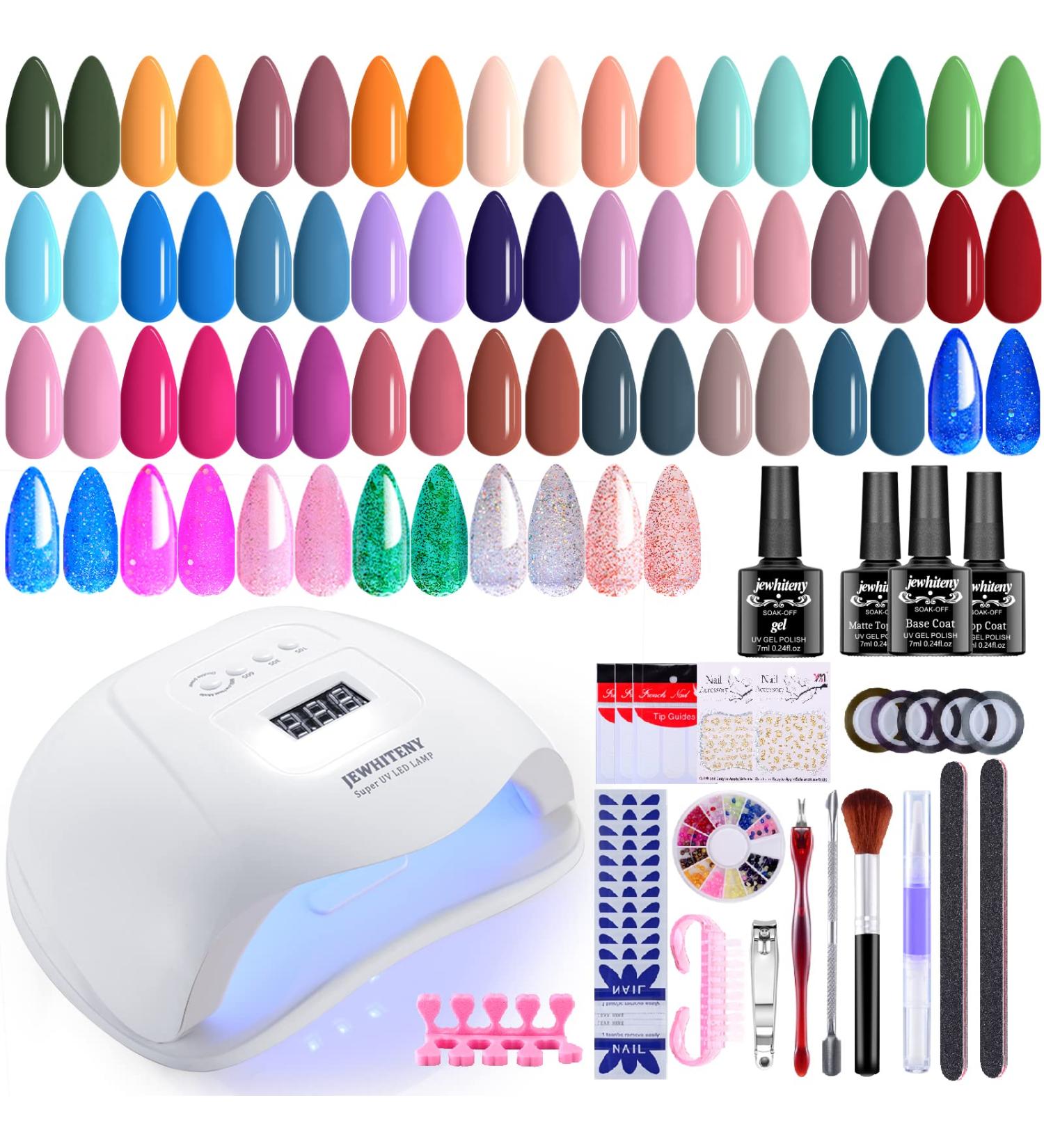 JEWHITENY 36 PCS Gel Nail Polish Kit with 120W UV Nail Lamp - 33 Colors Gel Polish Set with Manicure Tools - All-In-One Nail Gel Kit - Buy Online on GoSupps.com