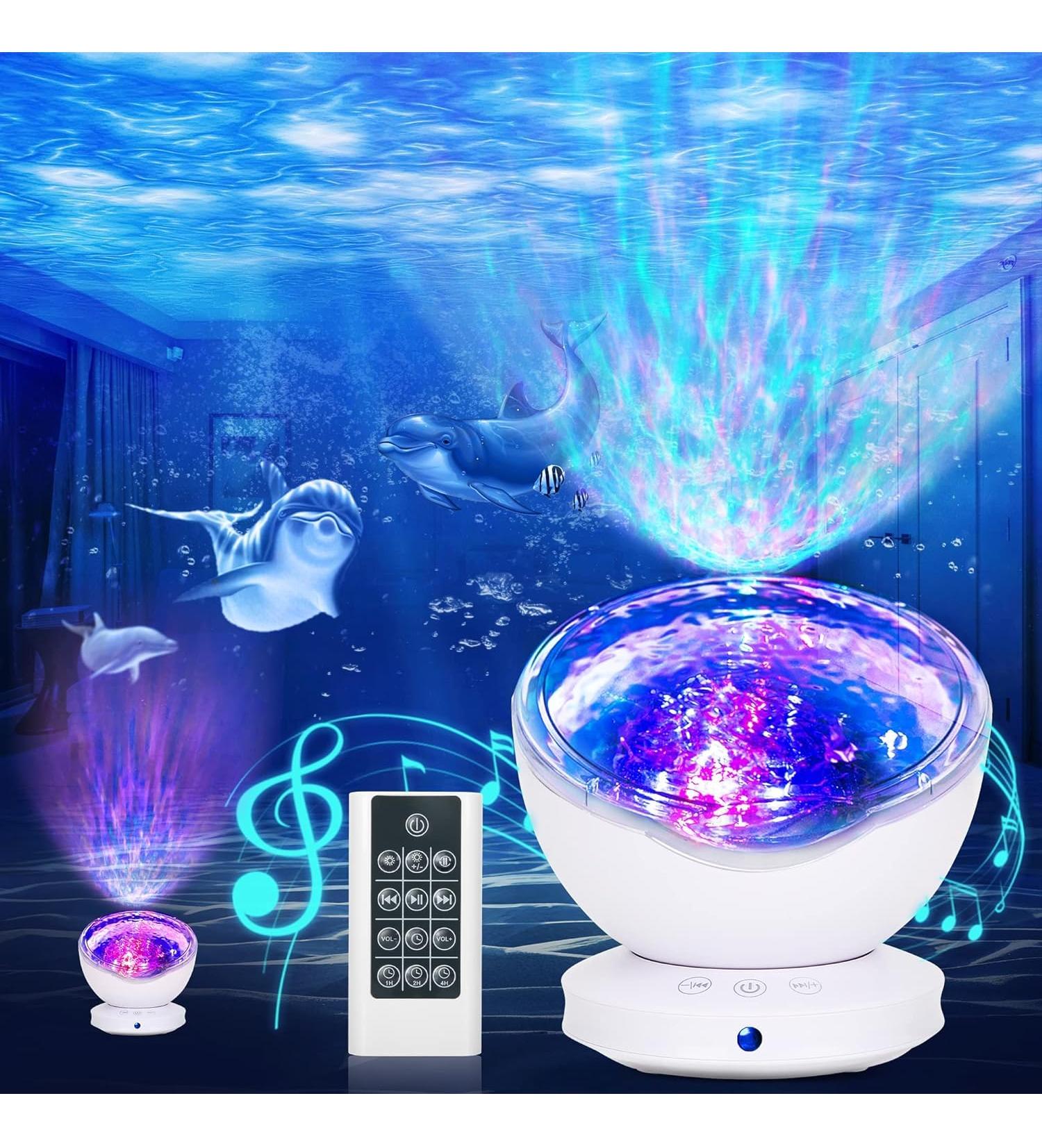 Ocean Wave Projector - 8 Lighting Modes Skylight Projection Lamp with Sleep Aids, Remote Control & Timer Function - Ideal for Children's Bedroom & Living Room Decor - White - Buy Online on GoSupps.com