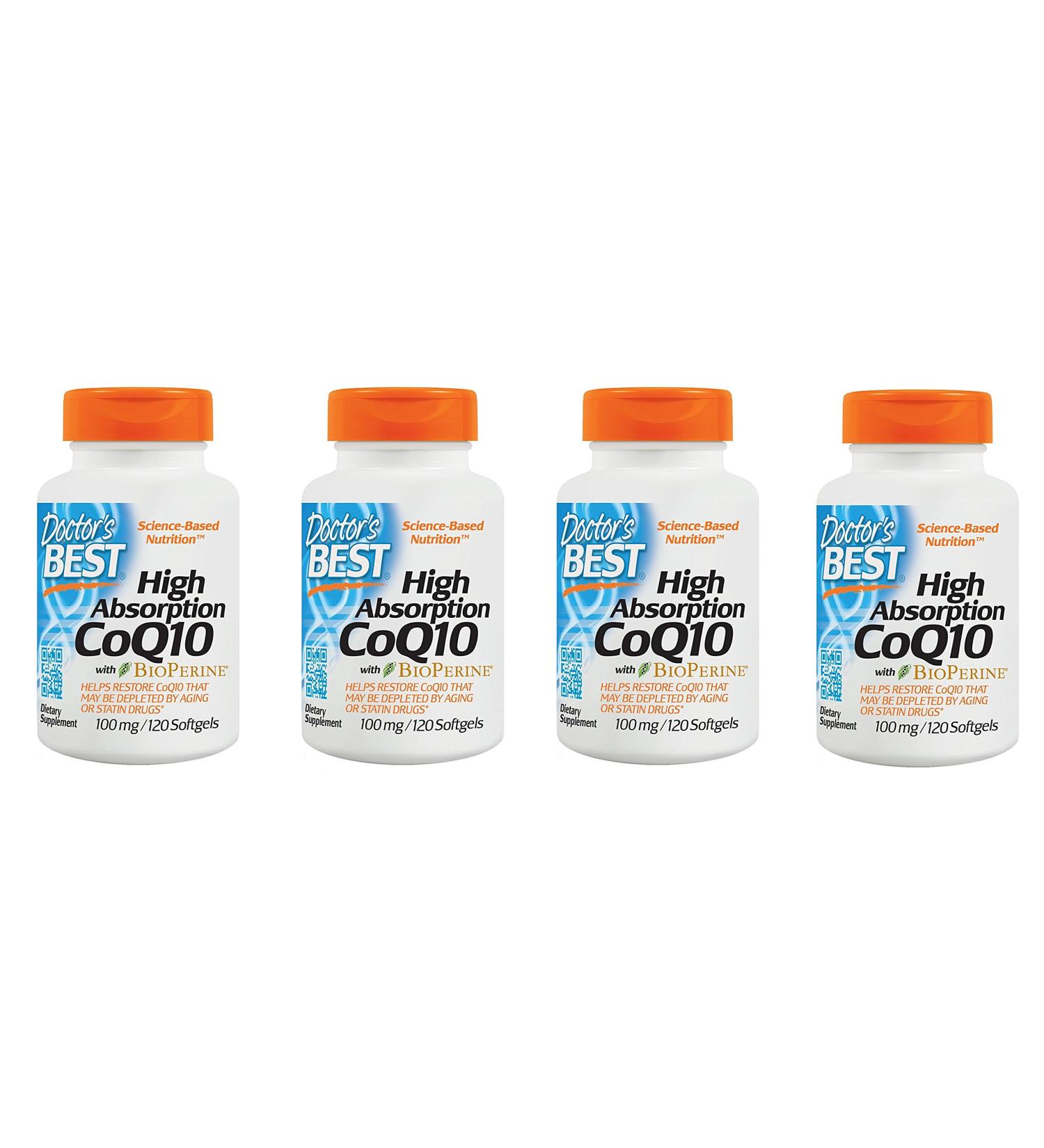Doctors Best High Absorption Coq10 (100 mg) Softgel Capsules JmuLuV 4Pack (120 Count)