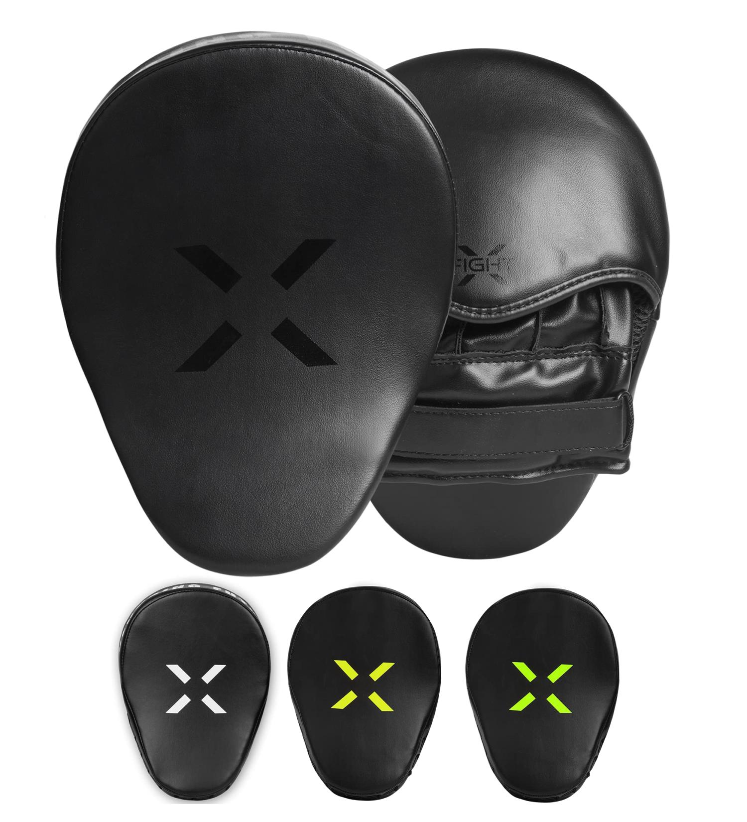 FightX Punching Mitts for Boxing Leather Curved Punch Mitts - Men & Women MMA Training Equipment - Muay Thai Sparring Training Mitts - Hitting Pads in Multiple Colors - Full Black - Buy Online on GoSupps.com