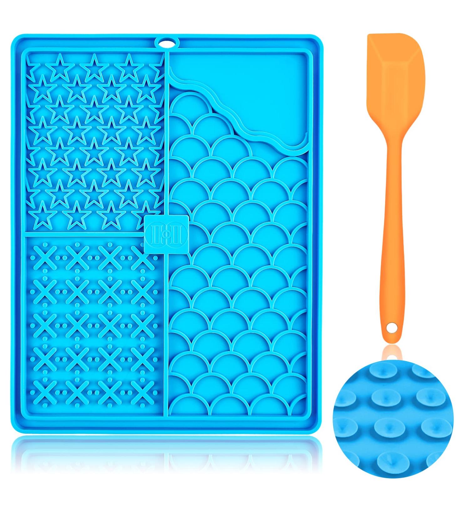 Ciicii Large Dog Leak Mat with Suction Cups | 10.3x8.3 inches | BPA-Free Silicone for Fur & Claw Care | Anti-Slip Blue & Orange Design | Ideal for Swimming - Buy Online on GoSupps.com