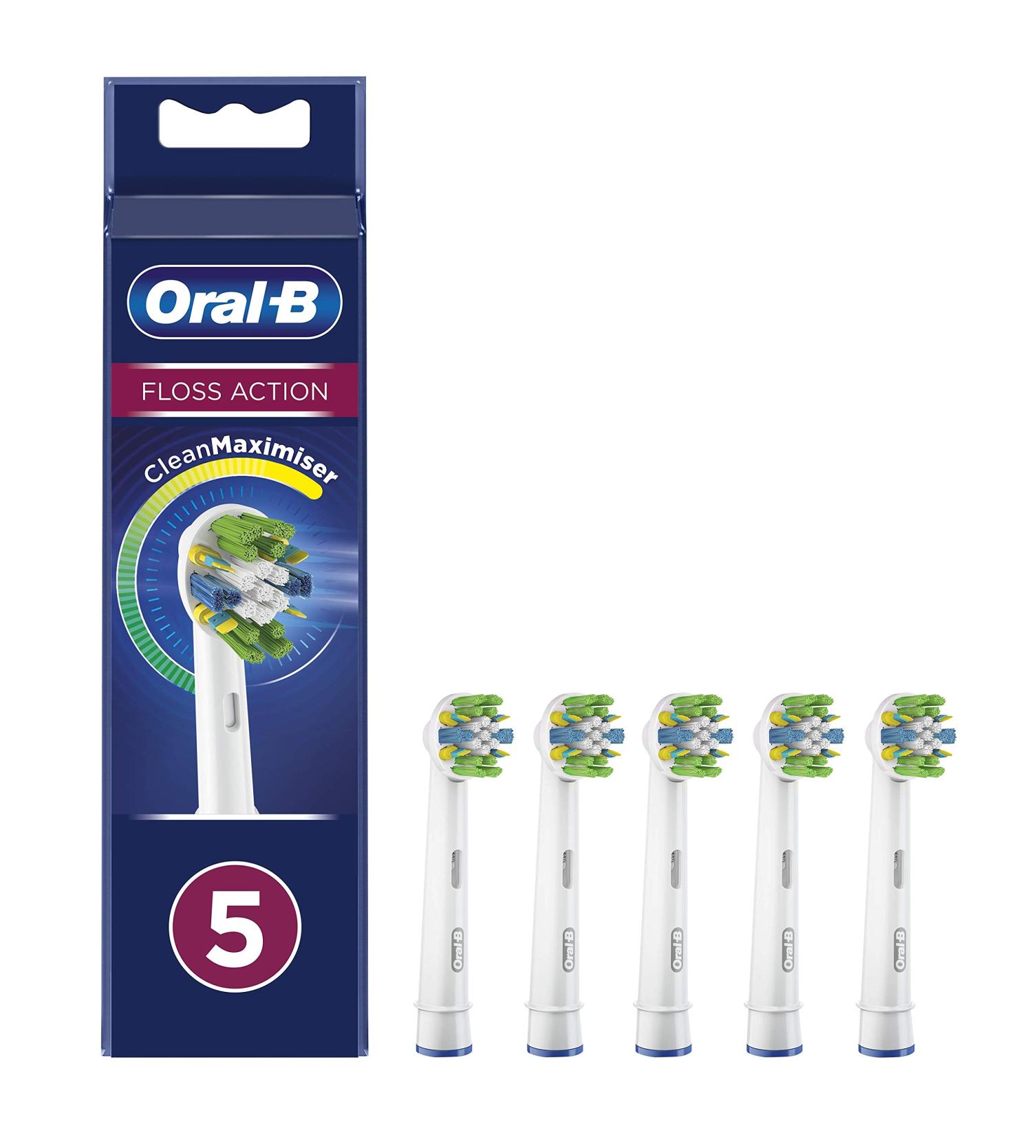 Oral-B FlossAction Replacement Electric Toothbrush Heads with CleanMaximiser Technology - Pack of 5 - Buy Online on GoSupps.com