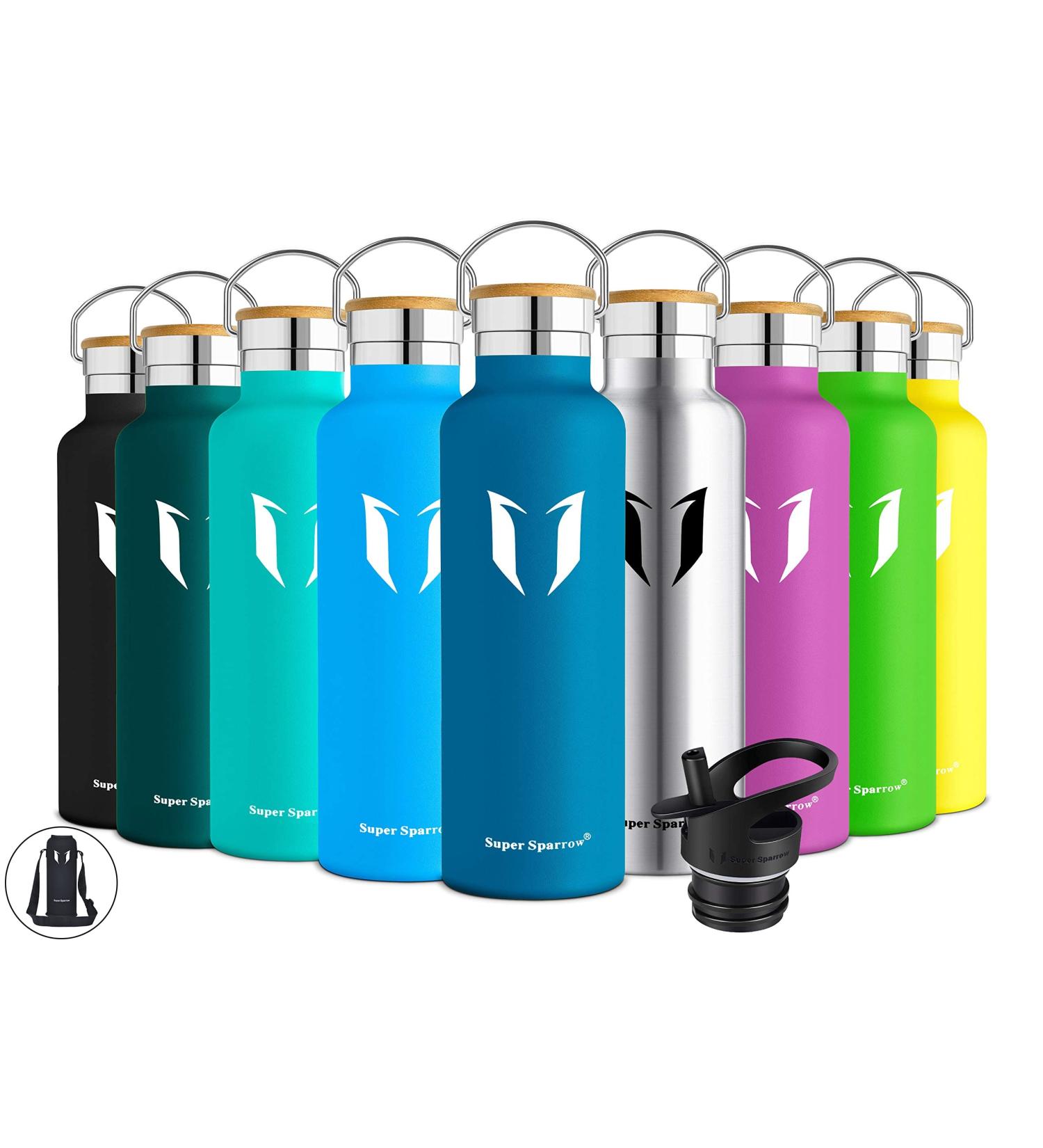 Super Sparrow Stainless Steel Water Bottle - Vacuum Insulated Metal Flask - BPA Free - Sea Blue 620ml - Buy Online on GoSupps.com