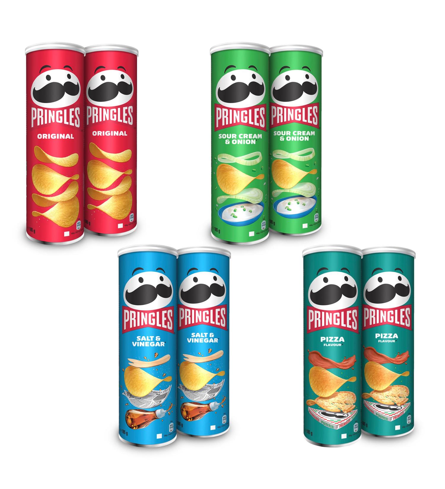 Buy Pringles Classic Chips Mix (8 x 185g) - Original Sour Cream & Onion Salt & Vinegar Pizza | Irresistible Snacks Delivered Internationally - Buy Online on GoSupps.com
