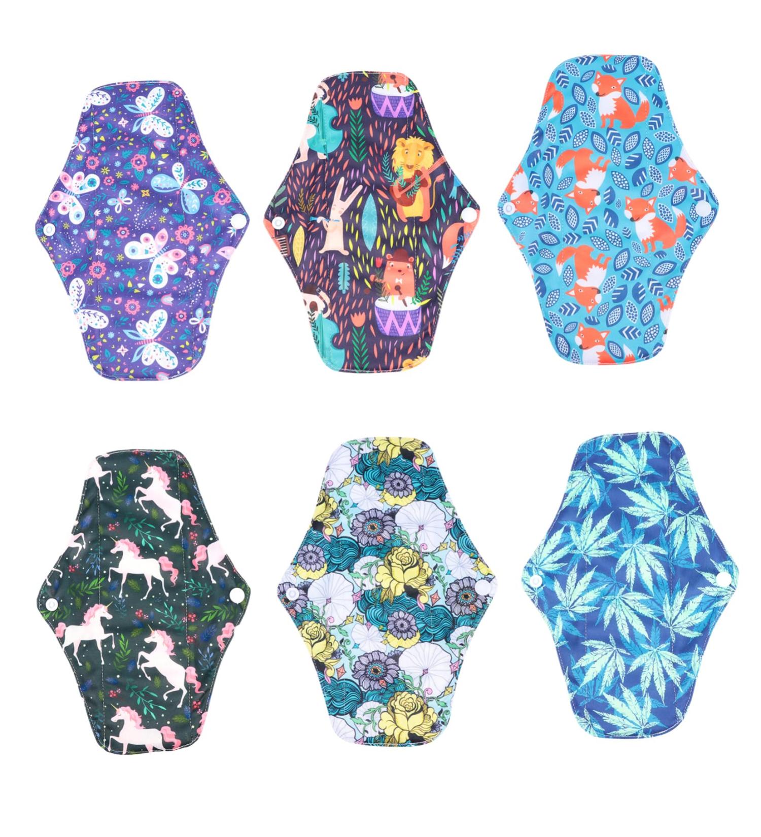 6pcs Reusable Bamboo Charcoal Panty Liners | Washable Cloth Menstrual Pads Set for Girls | Maternity Napkin & Panties | Eco-Friendly Menstrual Pad - Buy Online on GoSupps.com