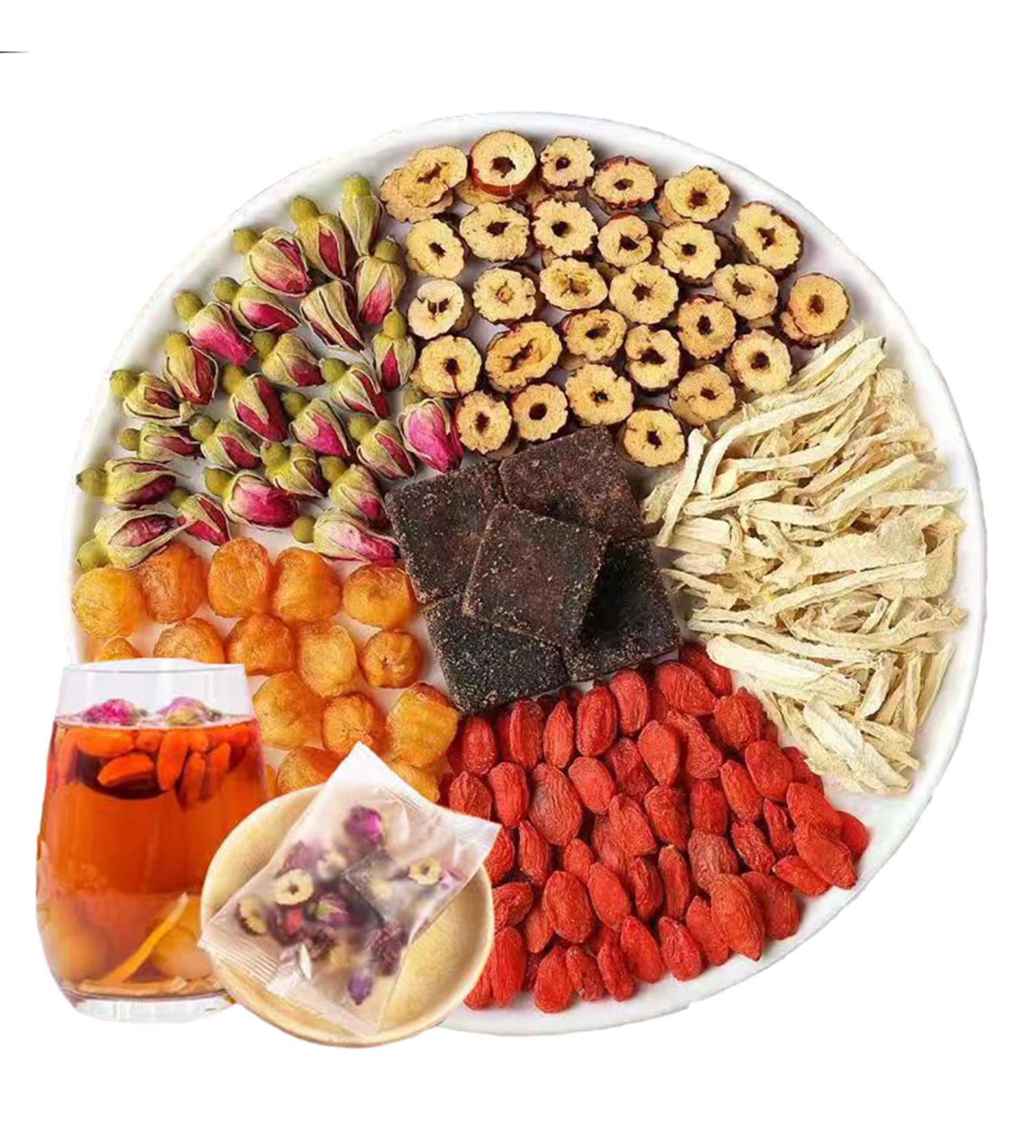 Black sugar ginger jujube tea 290g Brown sugar ginger tea Goji berry Old ginger black sugar tea Guiyuan Drink Tea Bags - Buy Online on GoSupps.com