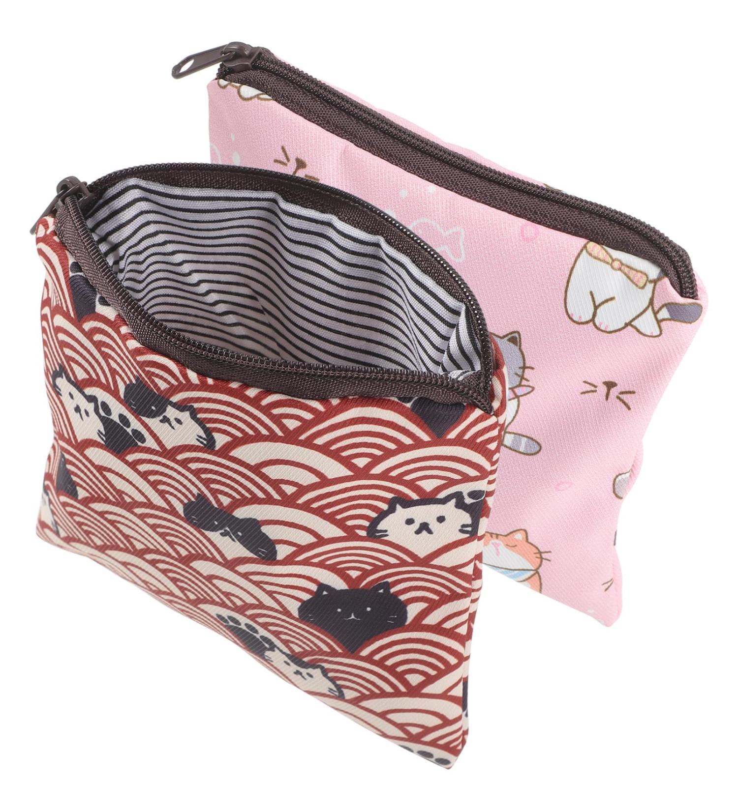 SESESFOUFU 2-Piece Lipstick Decorative Bags for Feminine Products | Menstrual Pillow & Napkin Bag | Stylish Polyester Gifts - Buy Online on GoSupps.com