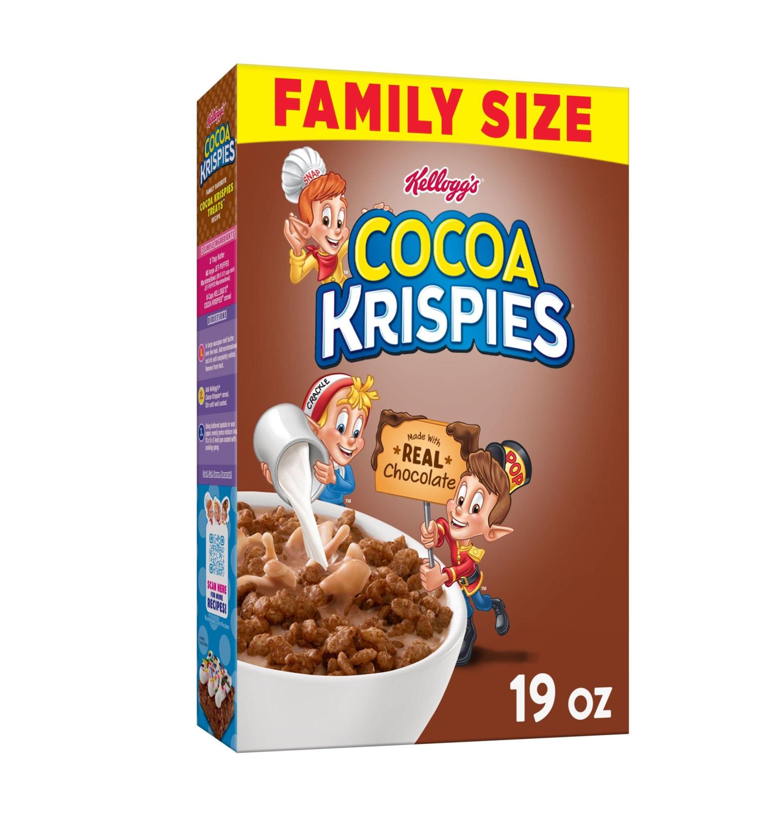 Kellogg's Cocoa Krispies Cold Breakfast Cereal  8 Vitamins and Minerals  Rice Krispies Treats  Family Size  Original  19oz Box (1 Box) - Buy Online on GoSupps.com
