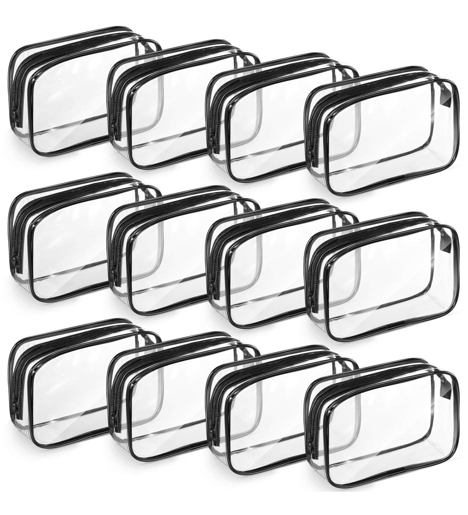Weewooday 12-Piece Clear Cosmetics Bag Set - Waterproof PVC Zippered Toiletry Carry Pouch for Makeup and Toiletries - Portable Organizer Case for Travel - Black Medium - Buy Online on GoSupps.com