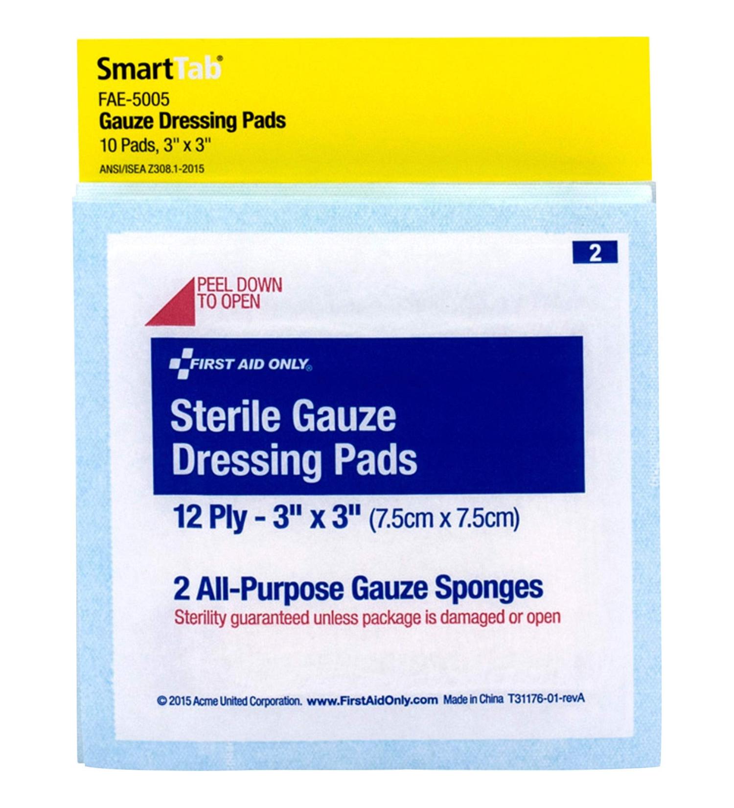 First Aid Only Sterile Gauze Dressing Pads | 3x3 | 5 Count | Pack of 6 | Fast International Shipping - Buy Online on GoSupps.com
