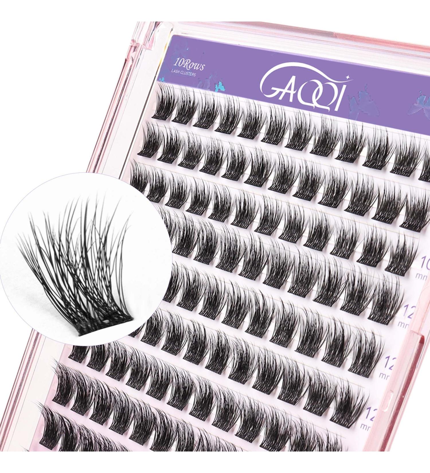 GAQQI Lash Clusters - 120 Volume Eyelash Extensions | 3D Fluffy & Soft Band | 10-14mm Multilayered Individual Lashes - Buy Online on GoSupps.com