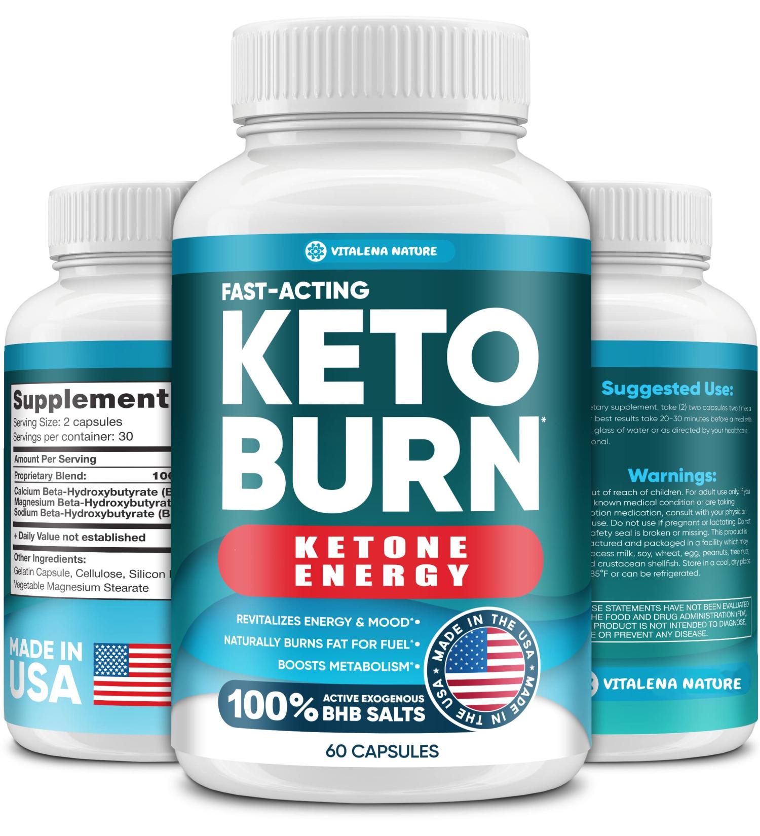 Pure BHB Exogenous Ketones Keto Pills - Made in USA - Advanced Ketosis Support Supplement - 60 Capsules - Buy Online on GoSupps.com