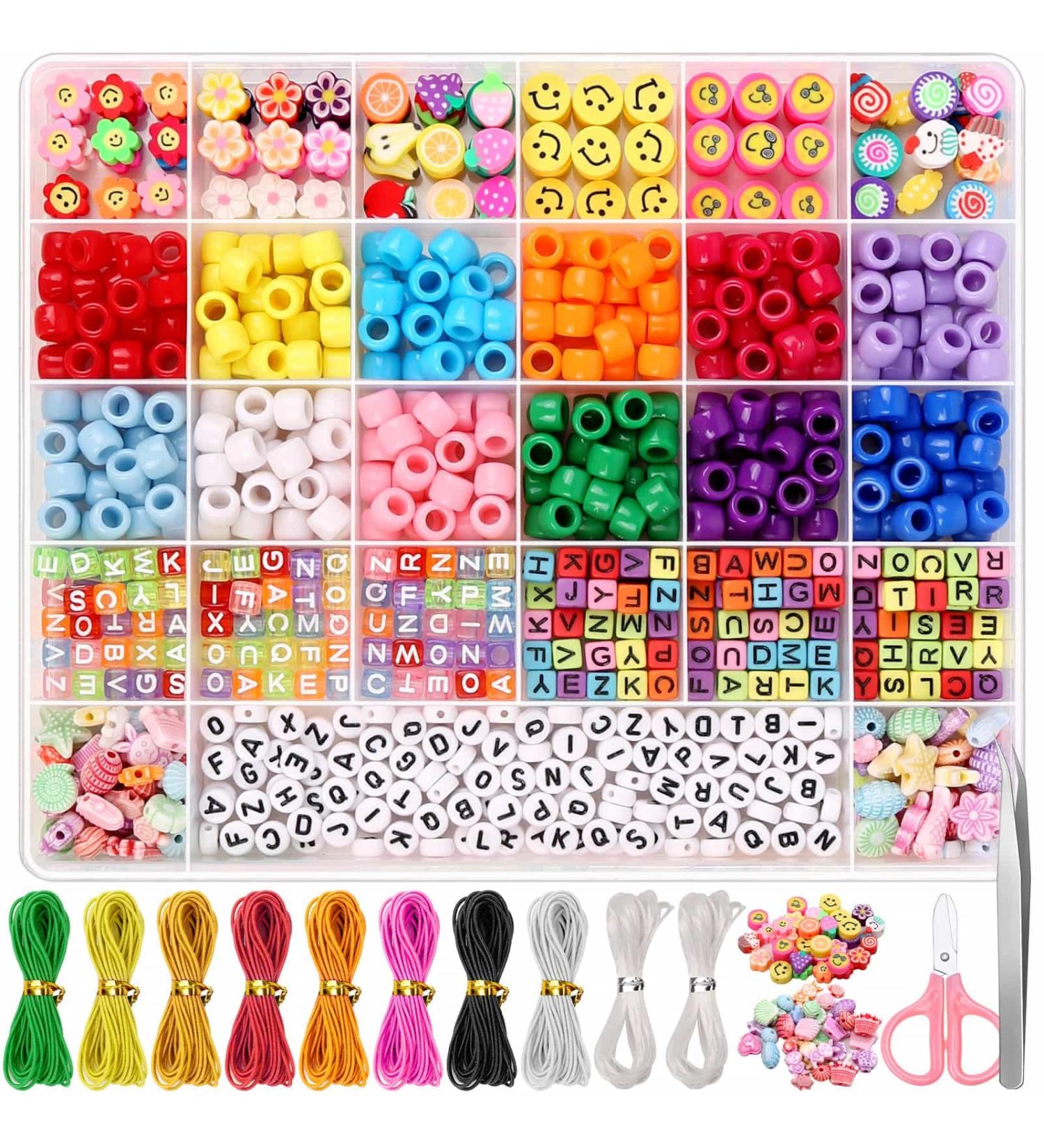 Cridoz Bead Bracelet Making Kit with Pony Beads, Clay Fruit Beads, Charm Beads - 850 Pieces | Friendship Bracelets & Jewelry Making - Buy Online on GoSupps.com